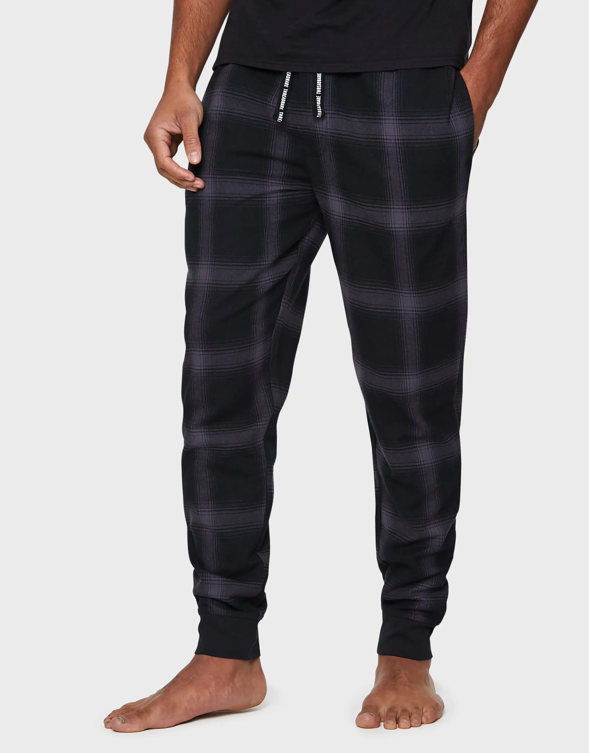 Men's Black & Burgundy Check Pyjama Bottoms (2 Pack) sold by Threadbare product image thumbnail 2