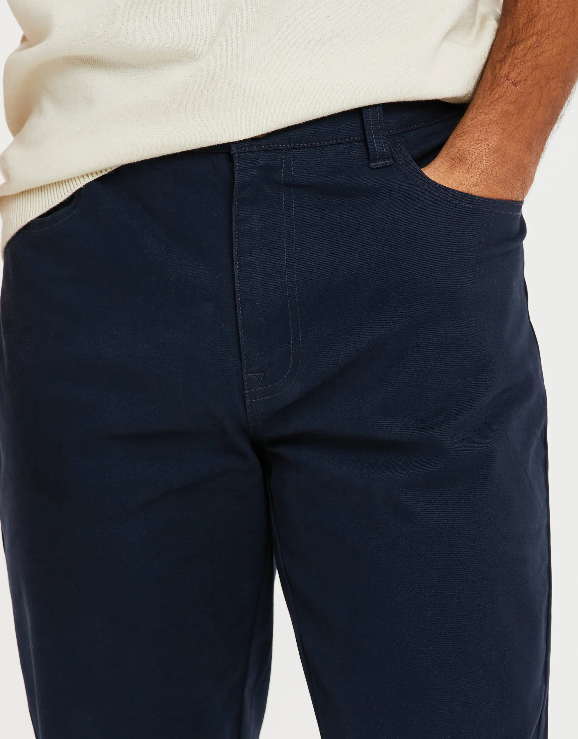 Men's Navy Drawcord Chino Trousers sold by Threadbare product image thumbnail 4