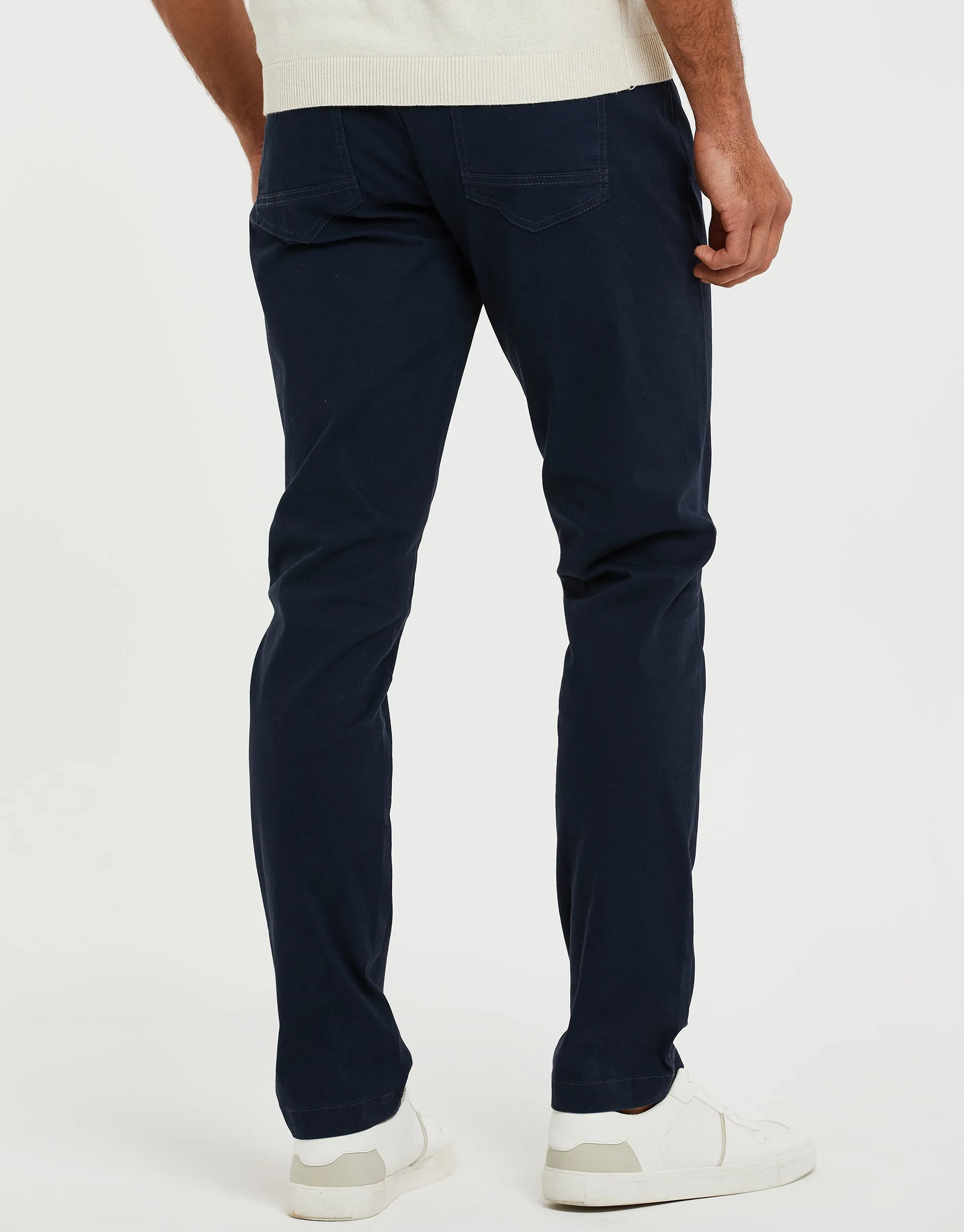 Men's Navy Drawcord Chino Trousers sold by Threadbare product image thumbnail 2