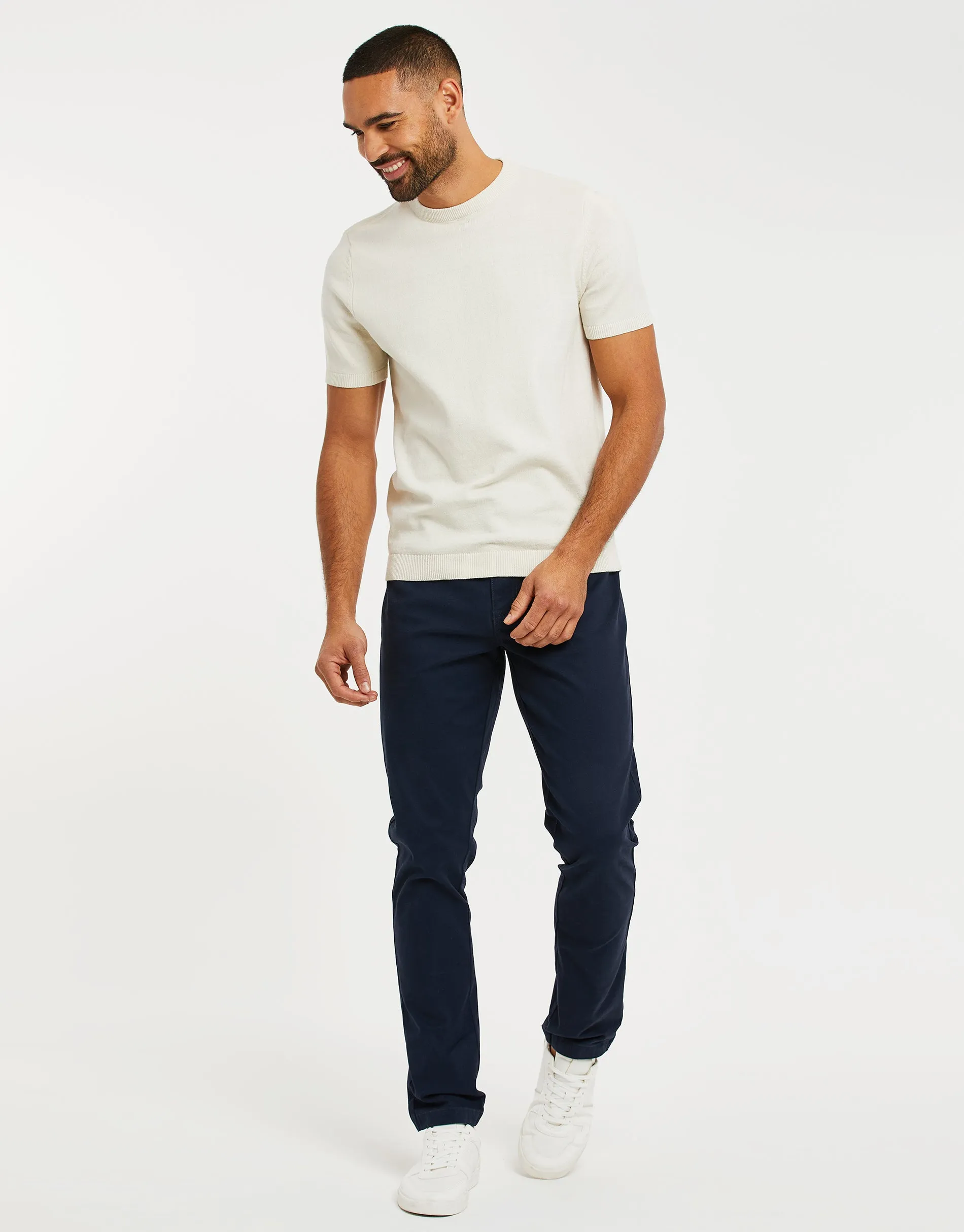 Men's Navy Drawcord Chino Trousers sold by Threadbare product image thumbnail 3