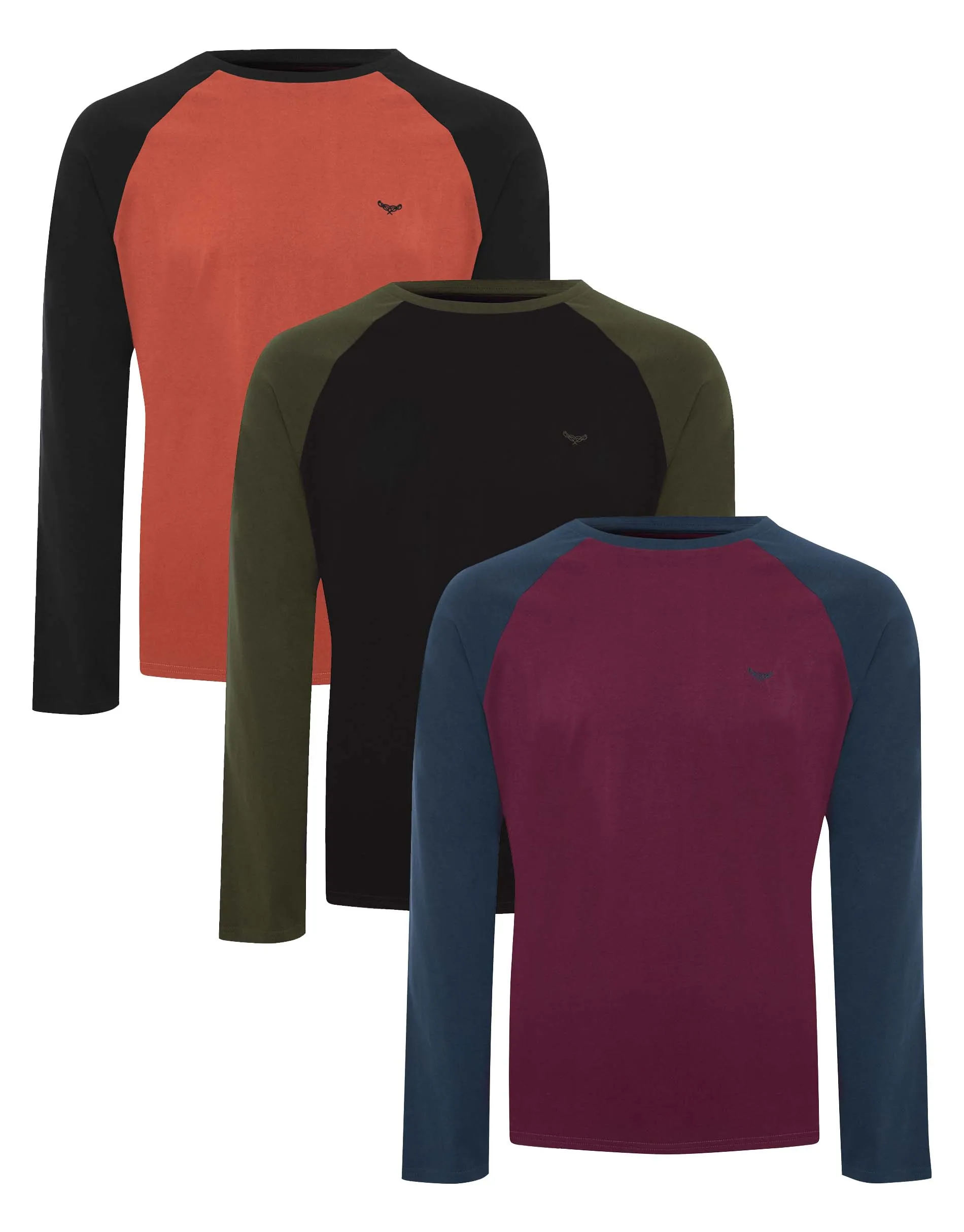 Men's Dusk Mix Raglan Long Sleeve T-Shirts (3 Pack) sold by Threadbare