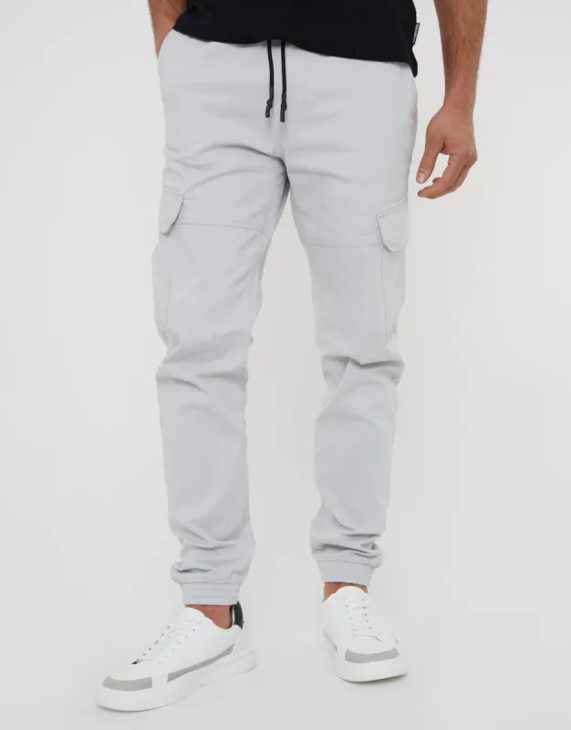 Men's Off White Jogger Style Cargo Trousers sold by Threadbare