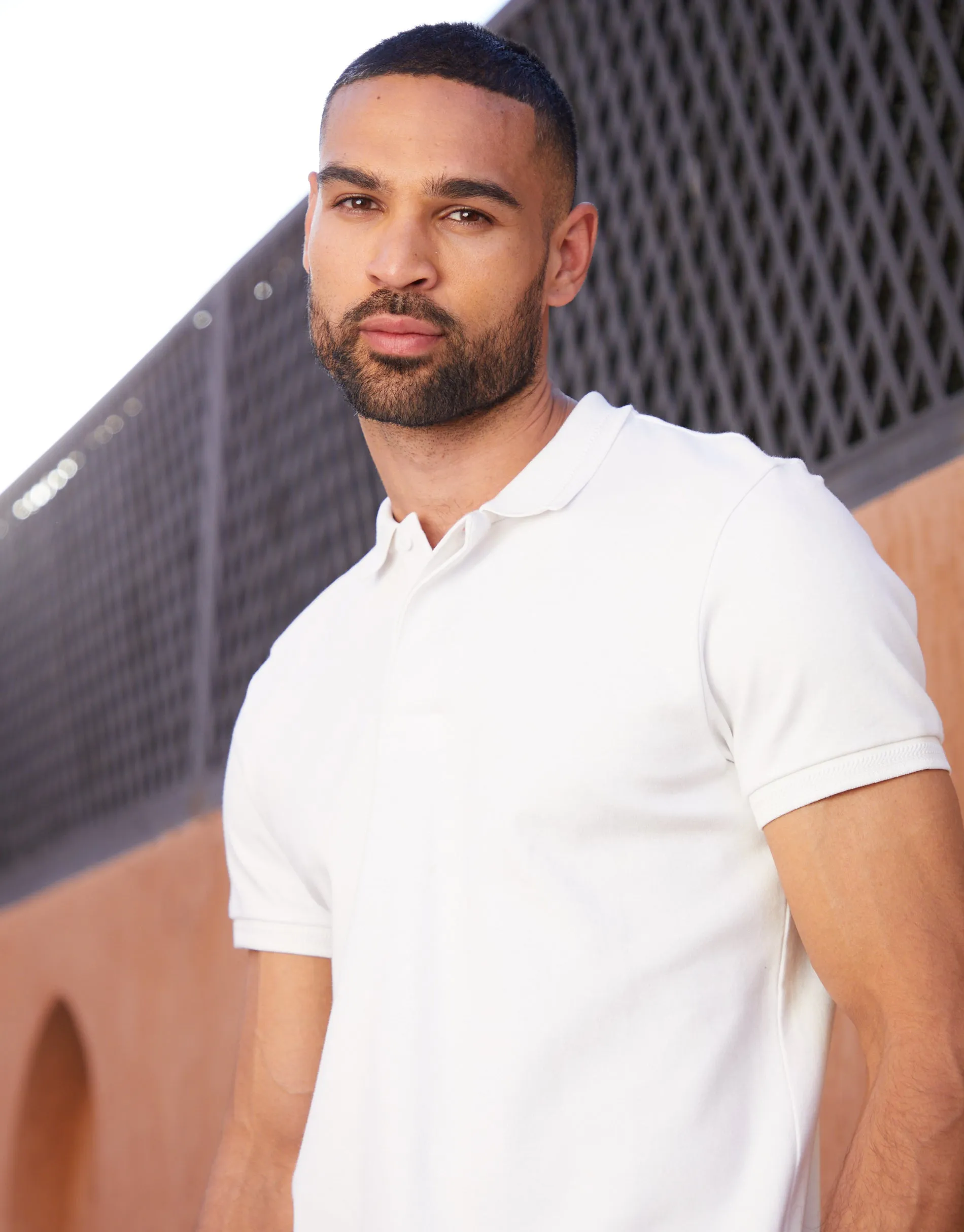 Threadbare Men's White Herringbone Detail Collar Polo Shirt sold by Threadbare product image thumbnail 4