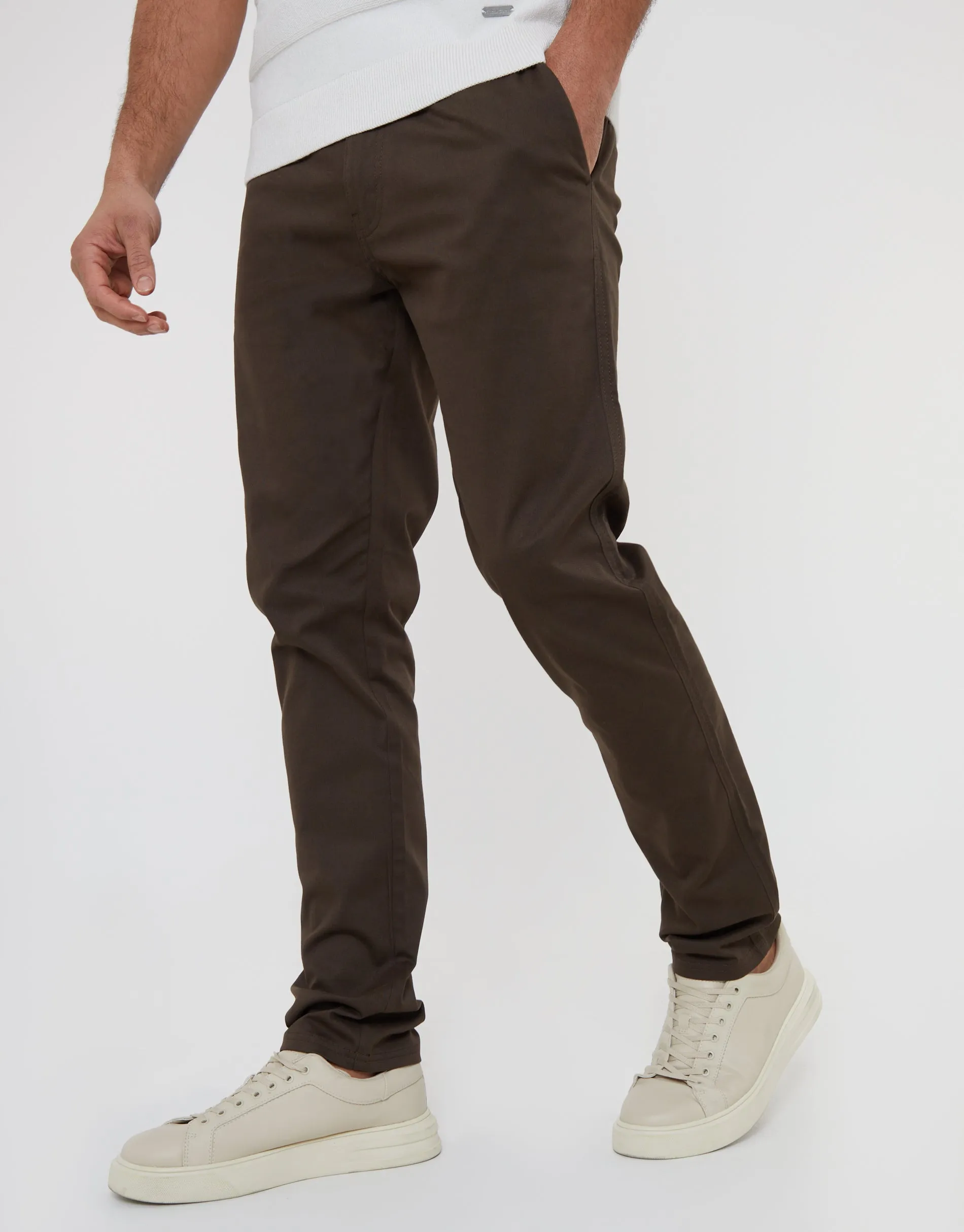 Brown Slim Fit Chino Trousers sold by Threadbare