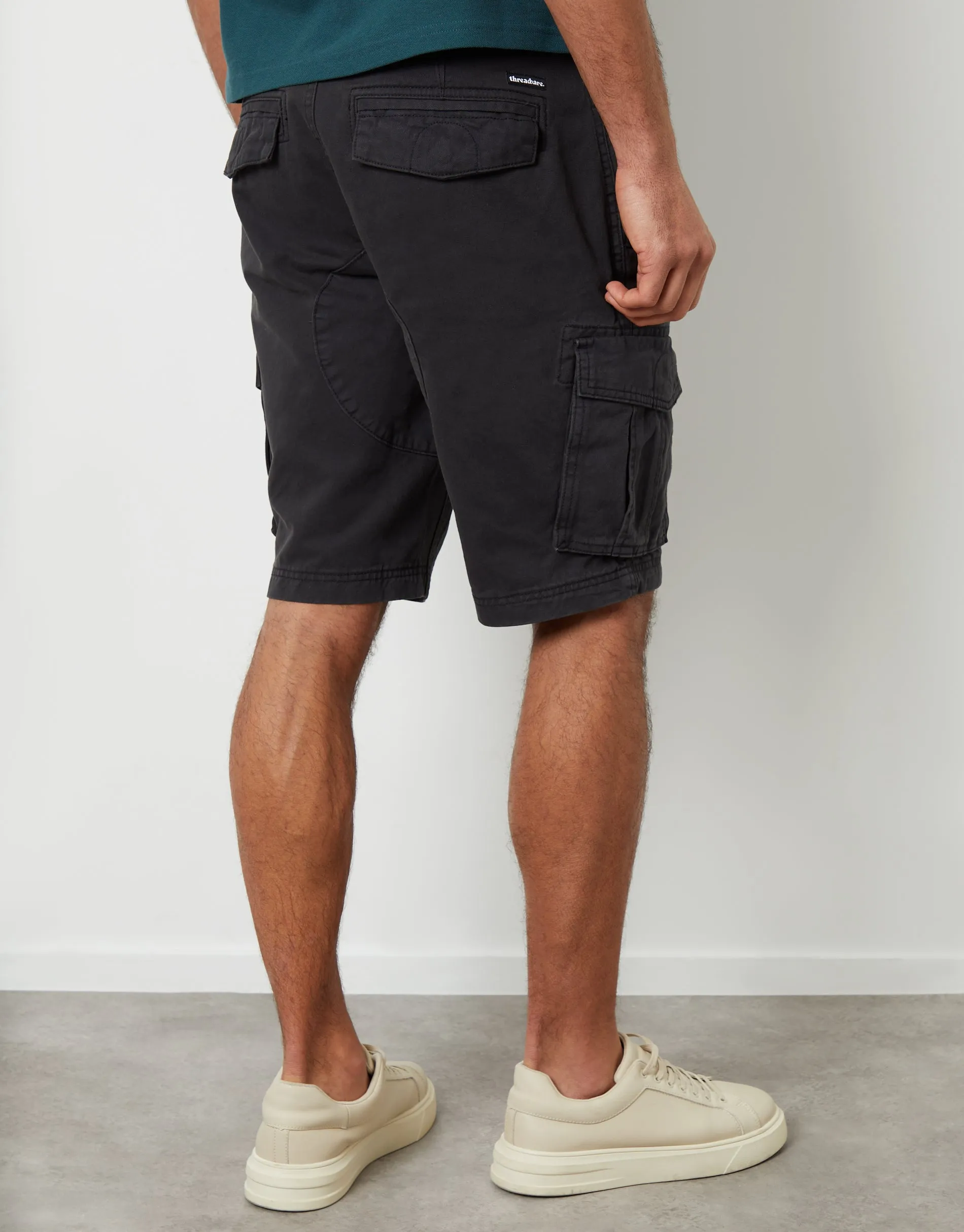 Black Cotton Utility Cargo Shorts sold by Threadbare product image thumbnail 2