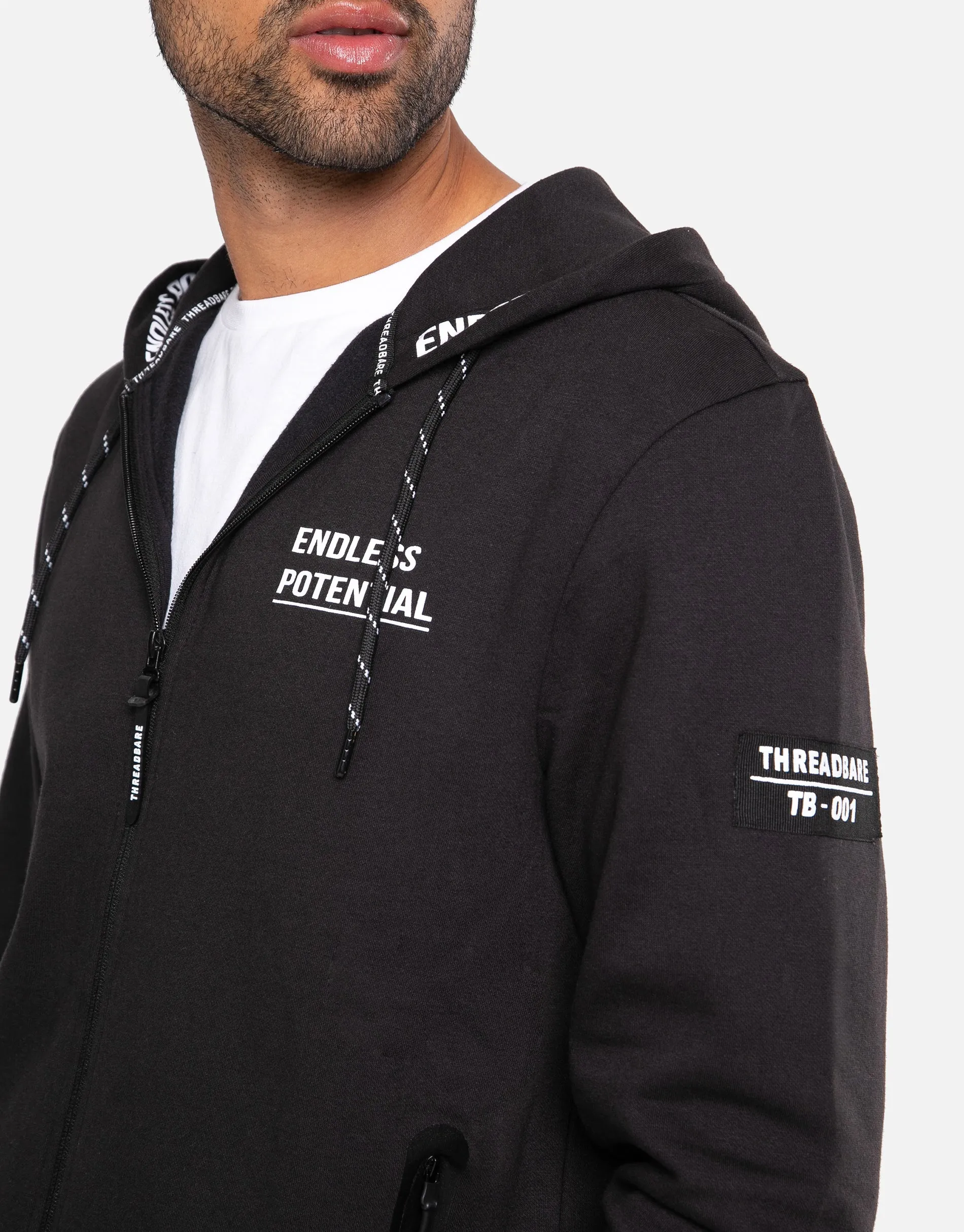 Men's Black Zip-Through Hoodie sold by Threadbare product image thumbnail 4
