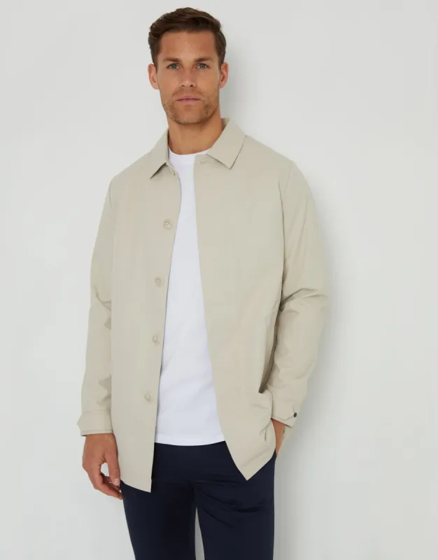 Men's Stone Longline Mac sold by Threadbare