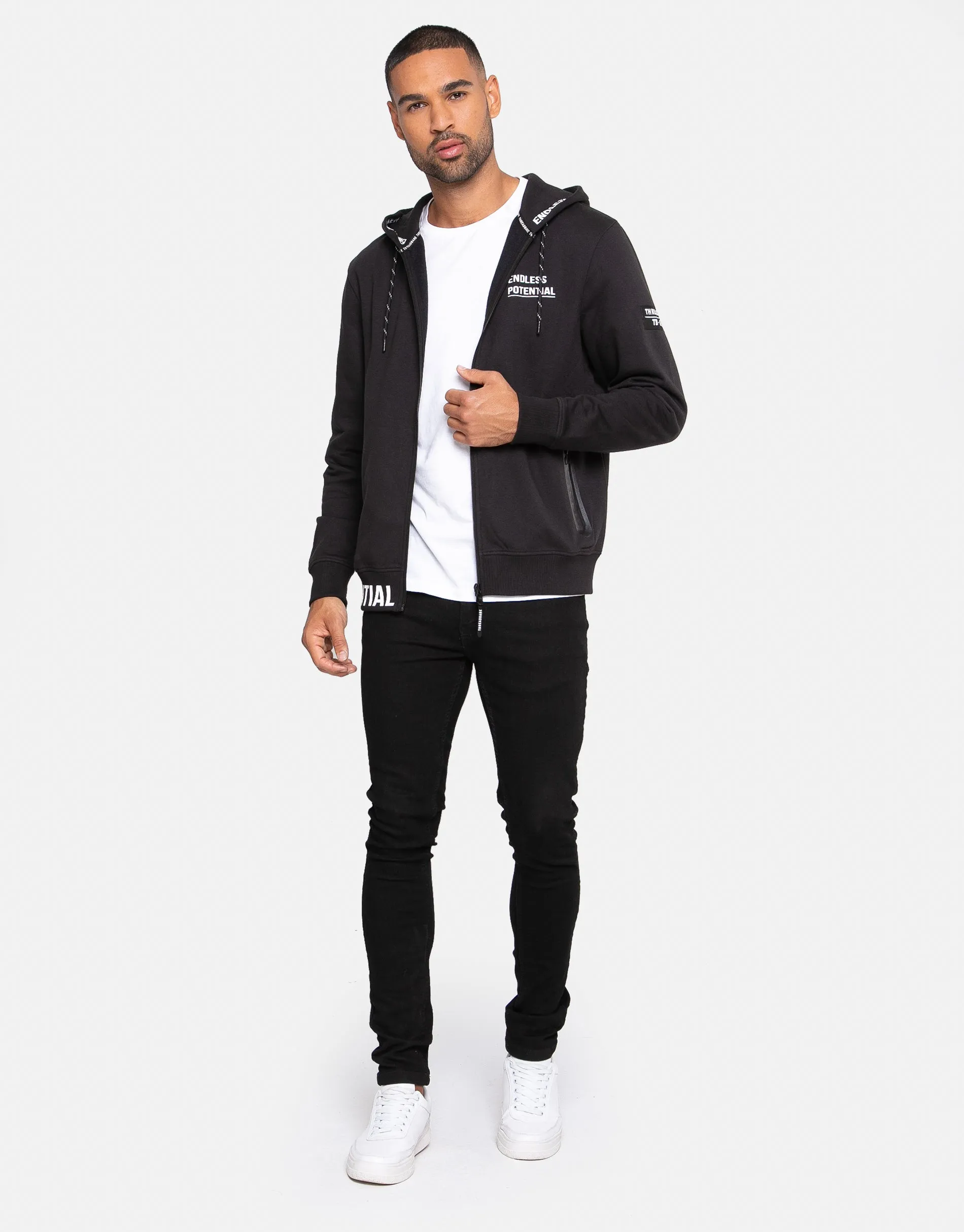 Men's Black Zip-Through Hoodie sold by Threadbare product image thumbnail 3