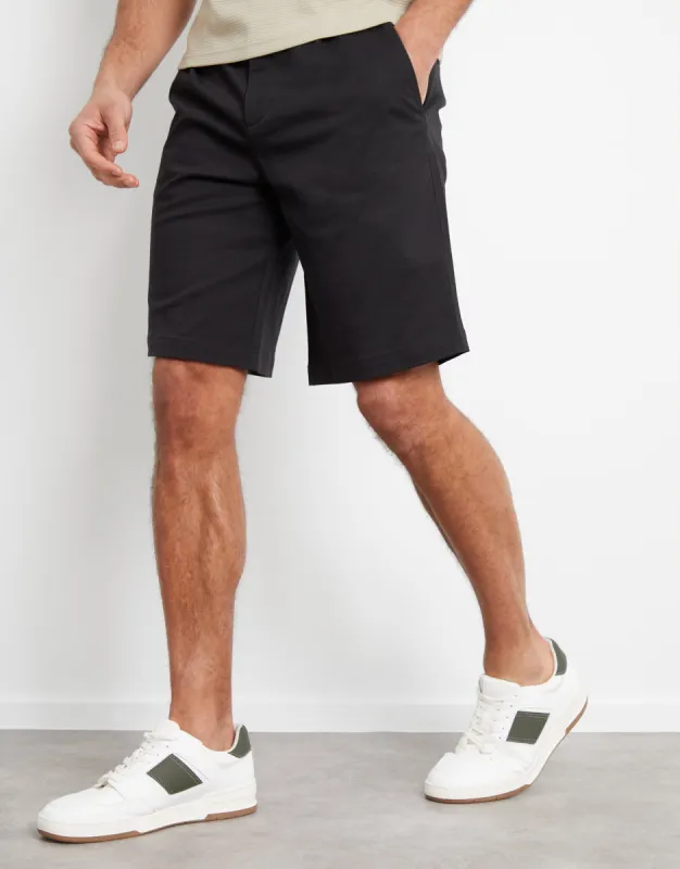 Men's Black Long Cotton Twill Shorts sold by Threadbare