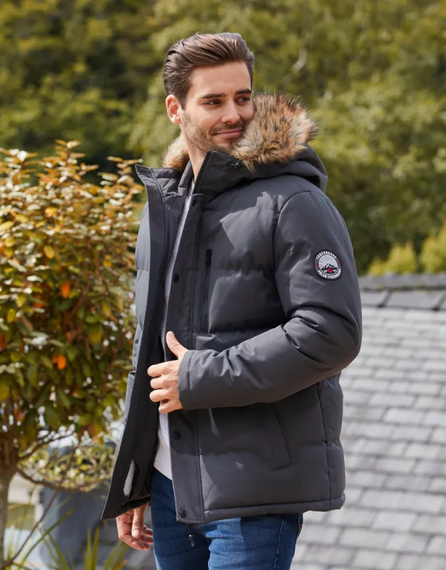 Men's Charcoal Parka Jacket sold by Threadbare