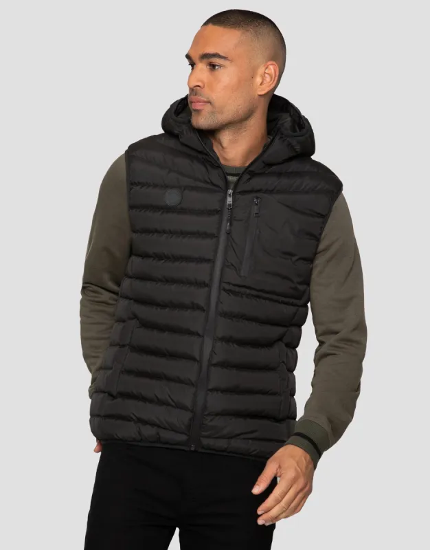 Men's Black Quilted Gilet sold by Threadbare