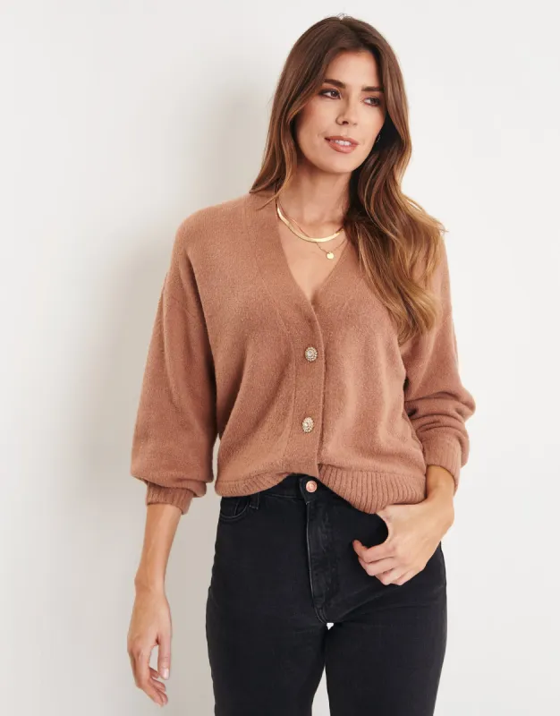 Women's Brown Knitted Cardigan sold by Threadbare