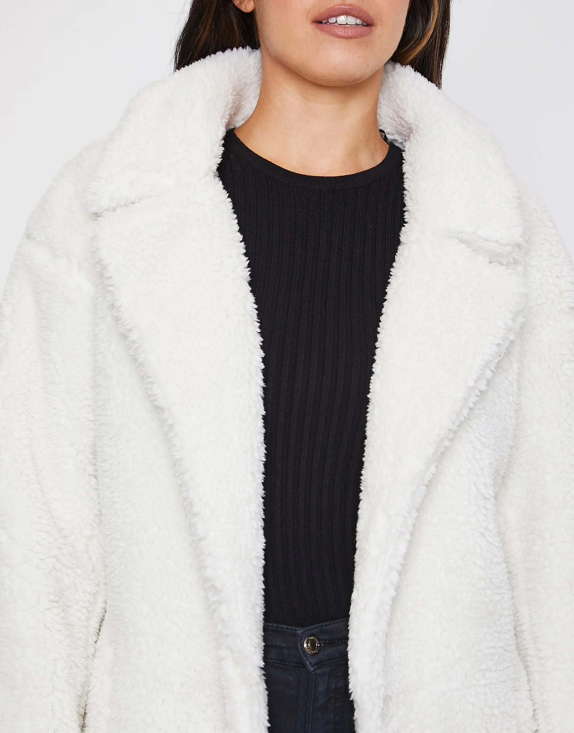 Women's Cream Faux Borg Coat sold by Threadbare product image thumbnail 3