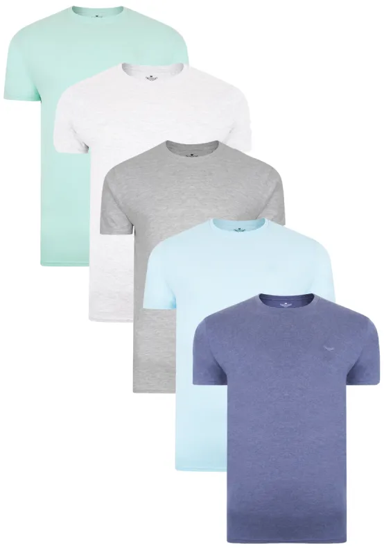 Men's Blue Mix Cotton Rich T-Shirts (5 Pack) sold by Threadbare