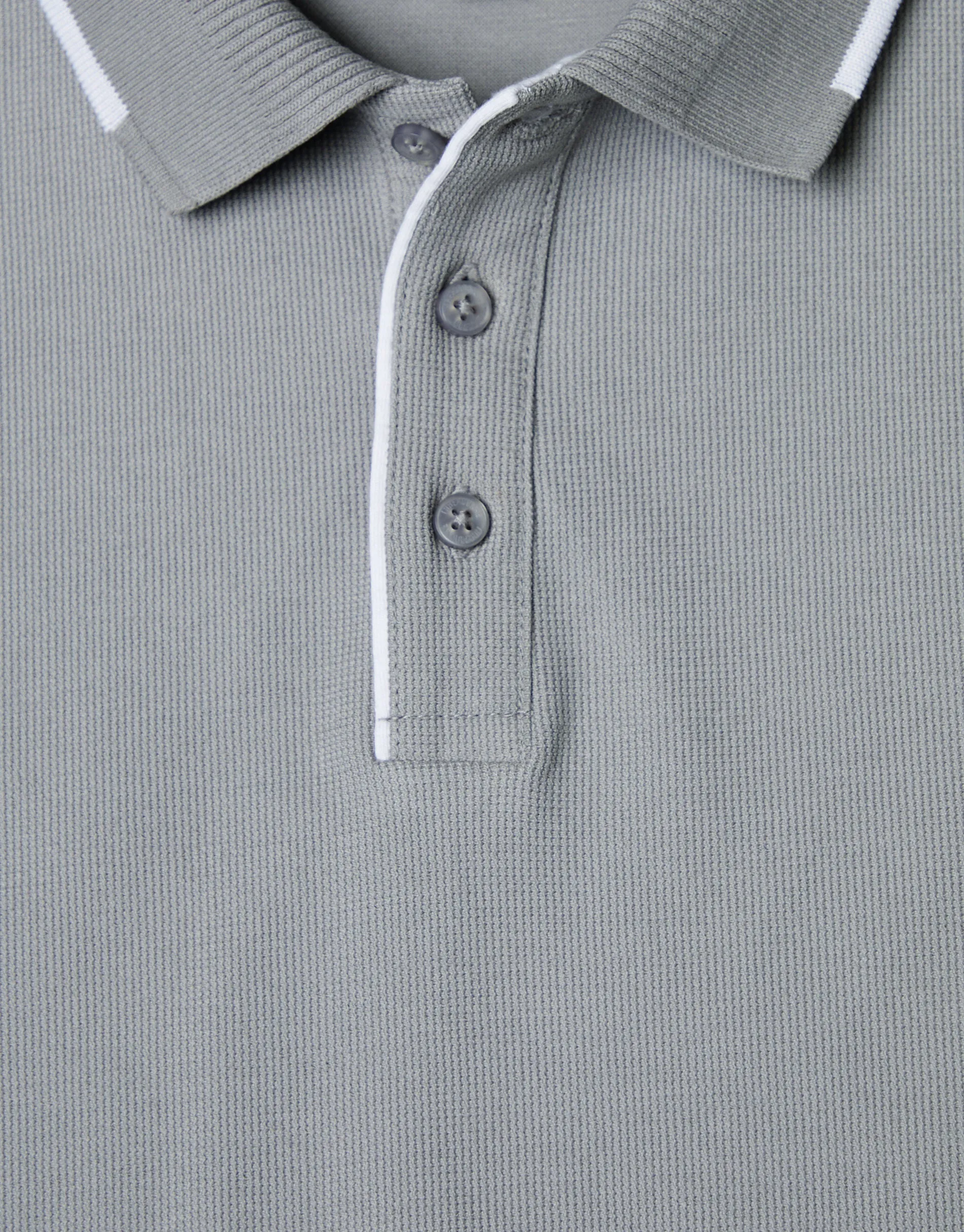 Men's Grey Tipping Detail Rib Collar Polo Shirt sold by Threadbare product image thumbnail 5