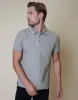 Men's Grey Tipping Detail Rib Collar Polo Shirt sold by Threadbare