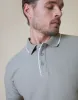 Men's Grey Tipping Detail Rib Collar Polo Shirt sold by Threadbare