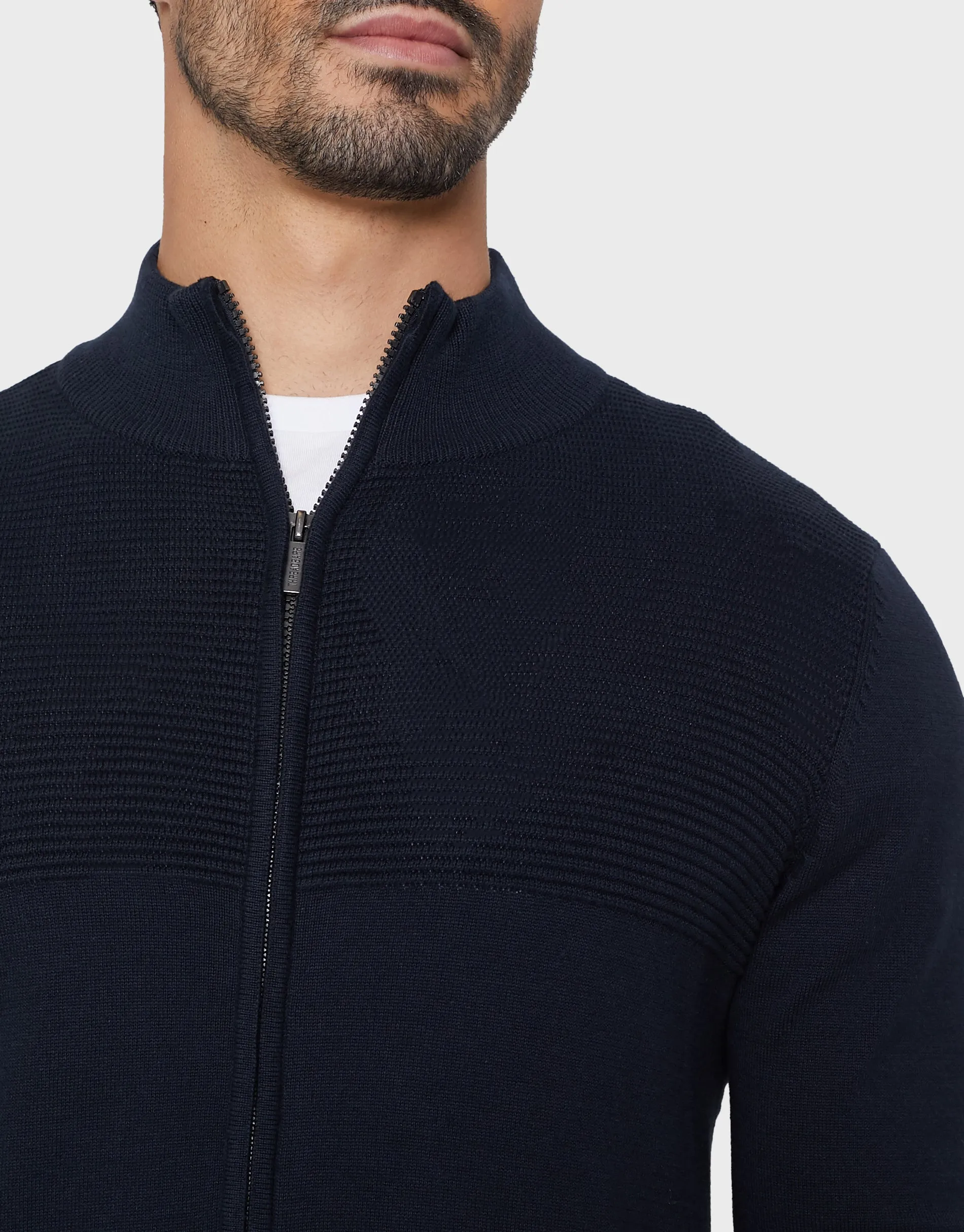 Men's Navy Zip-Through Cardigan sold by Threadbare product image thumbnail 5