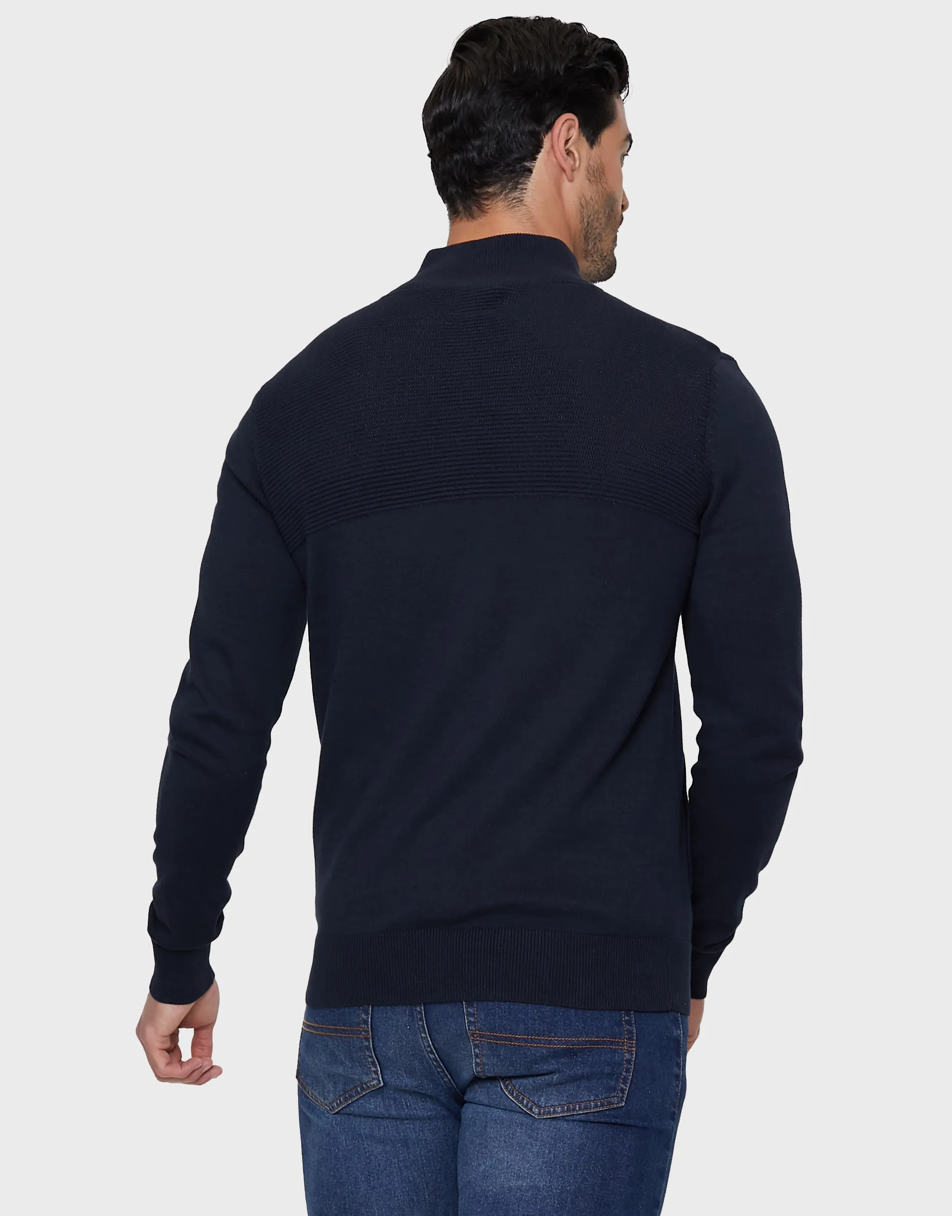 Men's Navy Zip-Through Cardigan sold by Threadbare product image thumbnail 3