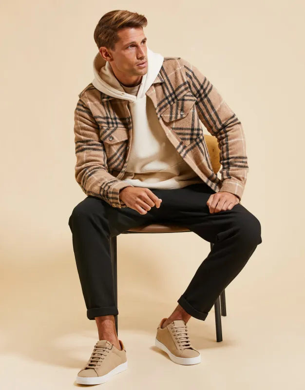 Threadbare Luxe Men's Brown Check Heavy Brushed Long Sleeve Shirt sold by Threadbare