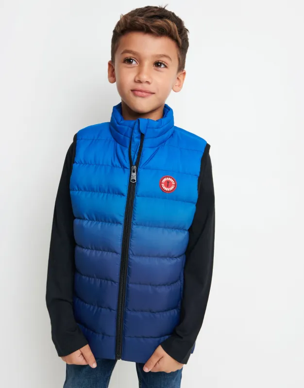 Boys' Blue Ombré Puffer Gilet sold by Threadbare
