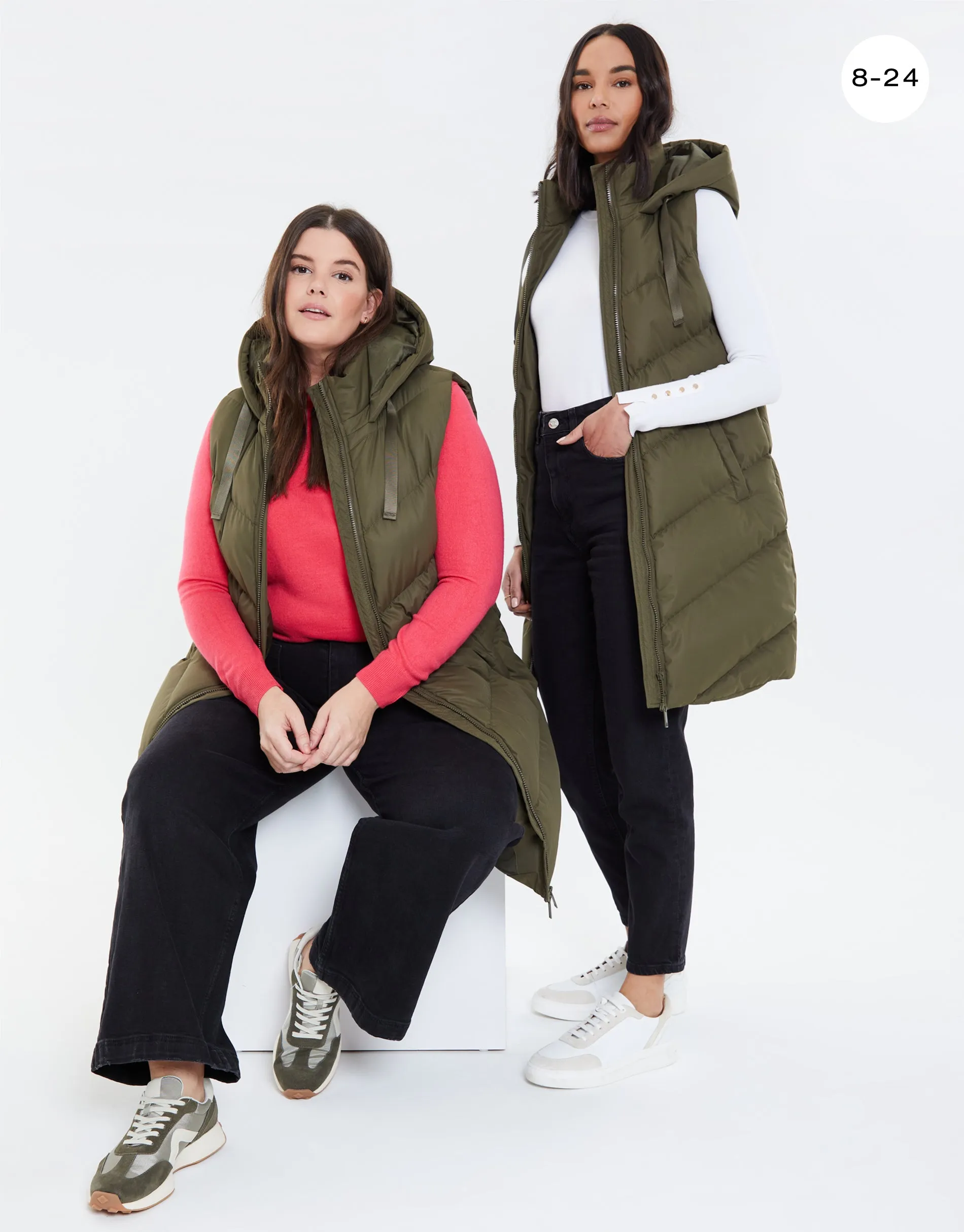 Khaki Green Longline Padded Gilet sold by Threadbare product image thumbnail 5