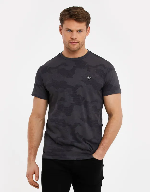 Men's Charcoal Camo Print T-Shirt sold by Threadbare