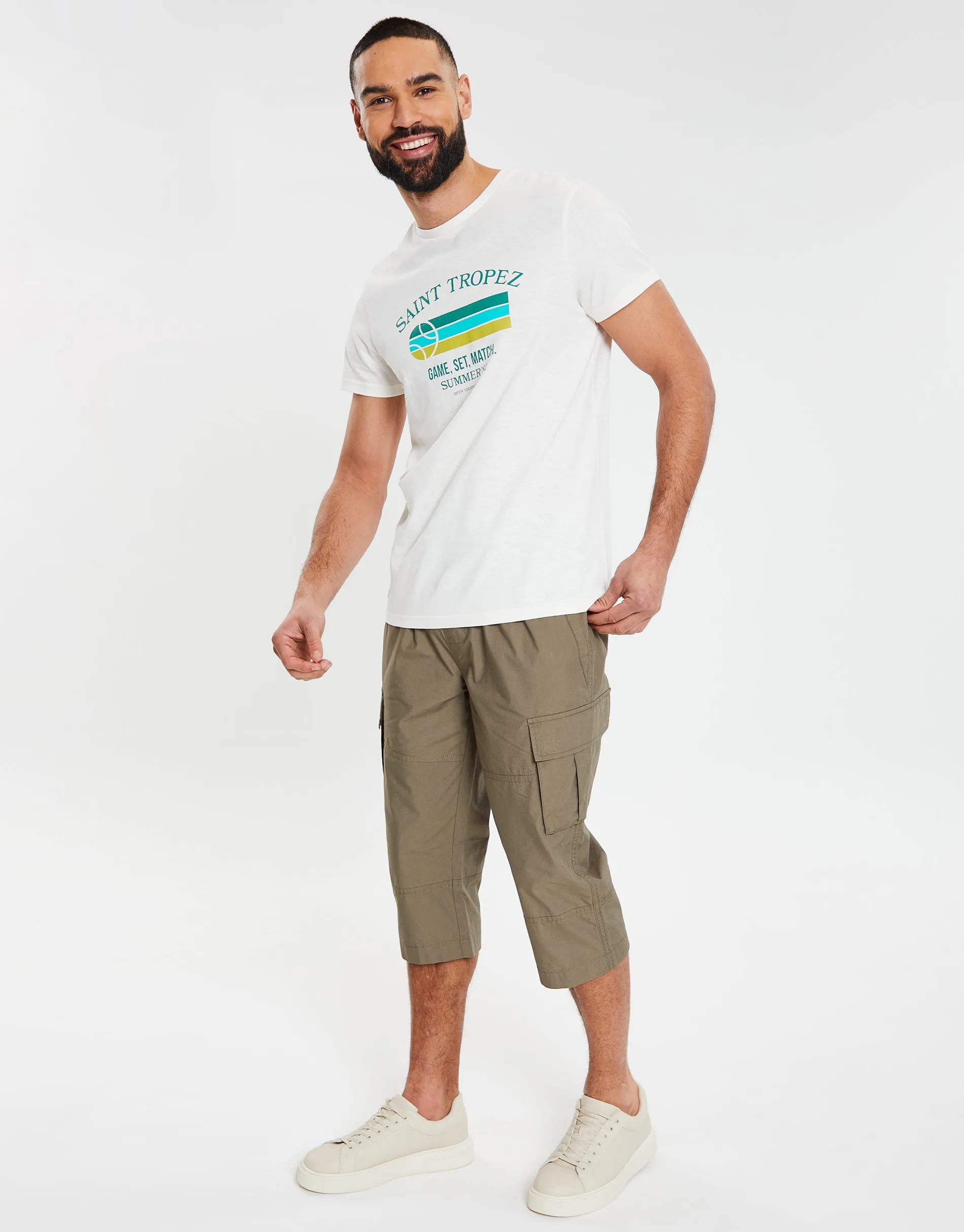 Men's Khaki 3/4 Length Cargo Pants sold by Threadbare product image thumbnail 3