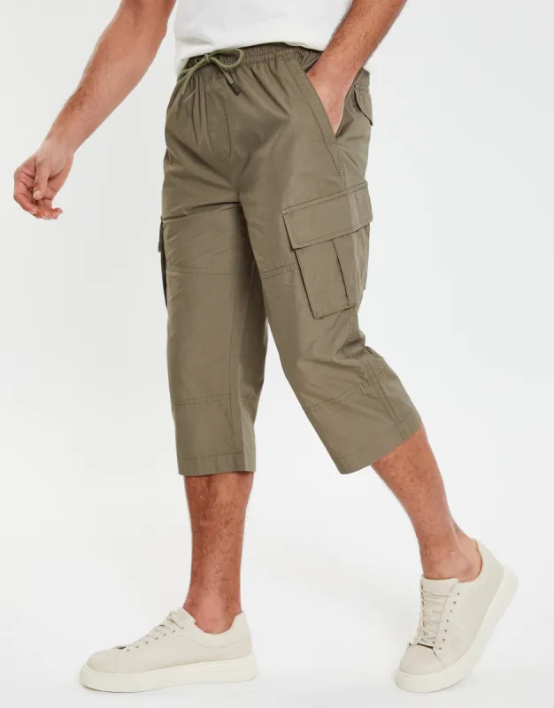 Men's Khaki 3/4 Length Cargo Pants sold by Threadbare