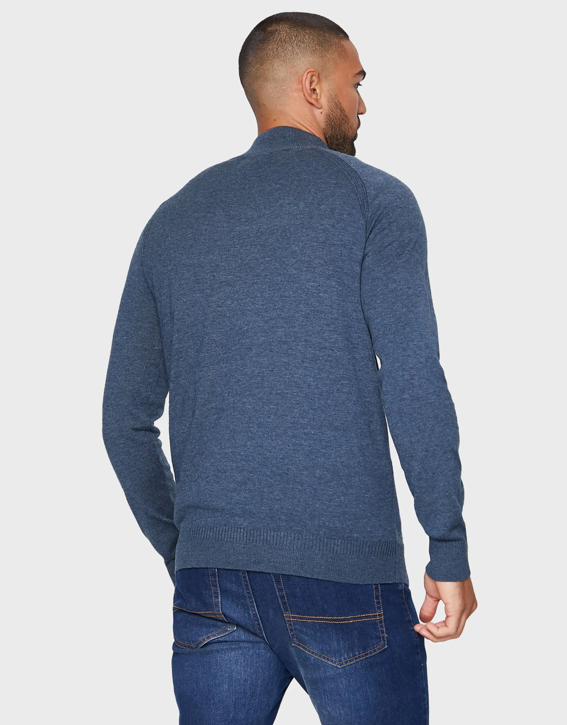 Men's Denim Twist Quarter Zip Jumper sold by Threadbare product image thumbnail 2