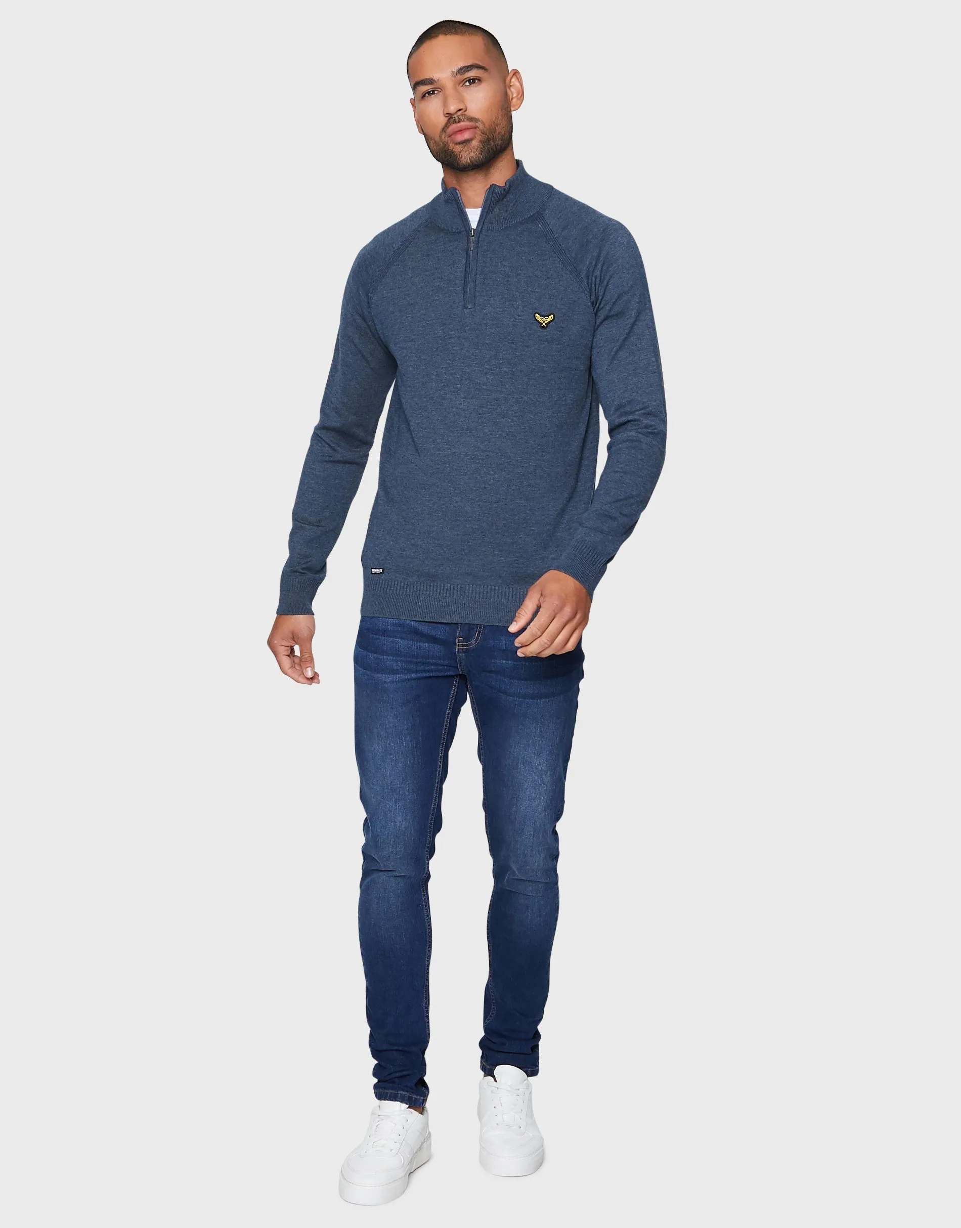 Men's Denim Twist Quarter Zip Jumper sold by Threadbare product image thumbnail 3
