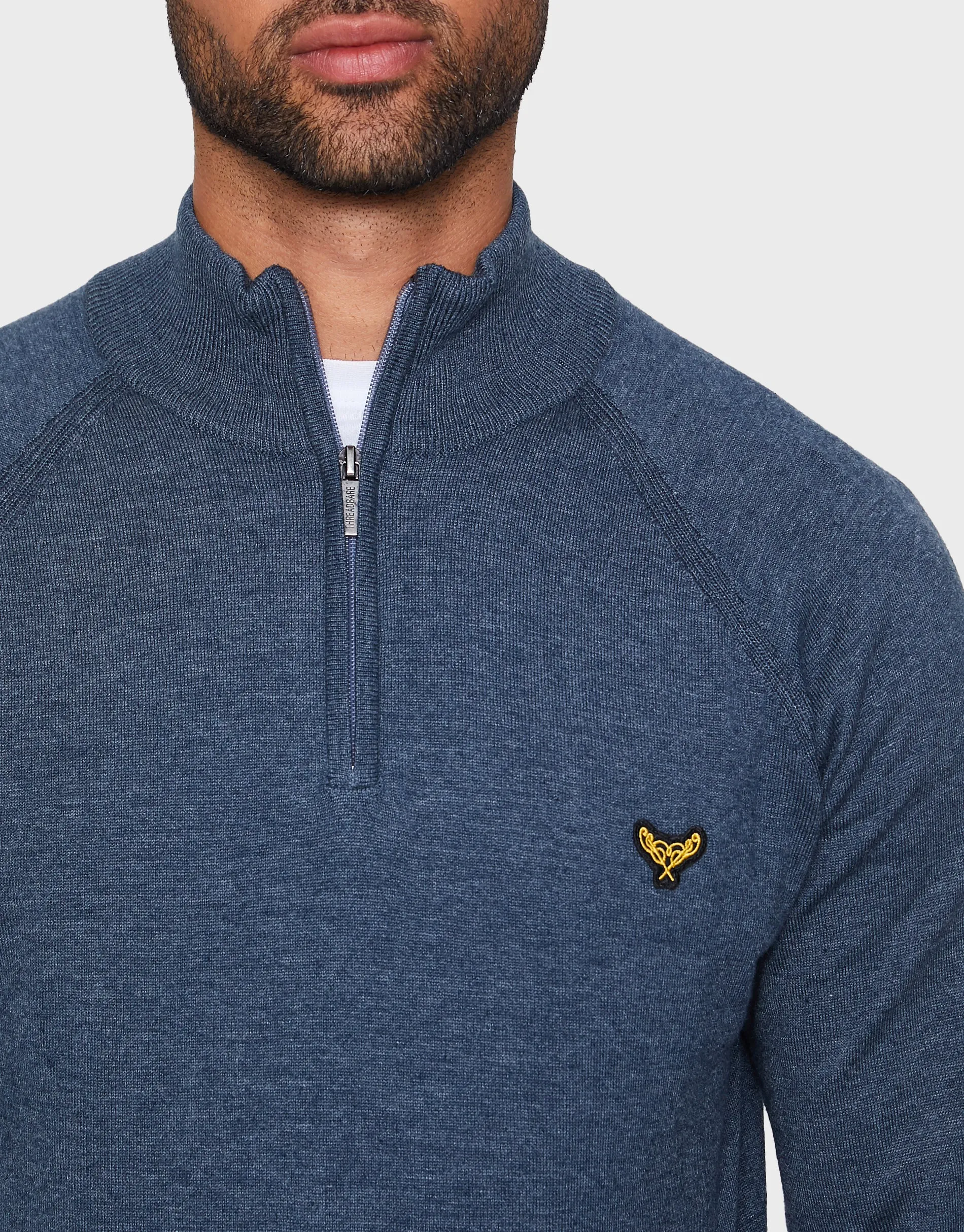 Men's Denim Twist Quarter Zip Jumper sold by Threadbare product image thumbnail 4