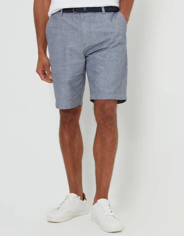 Threadbare Men's Grey Dobby Texture Belted Shorts sold by Threadbare
