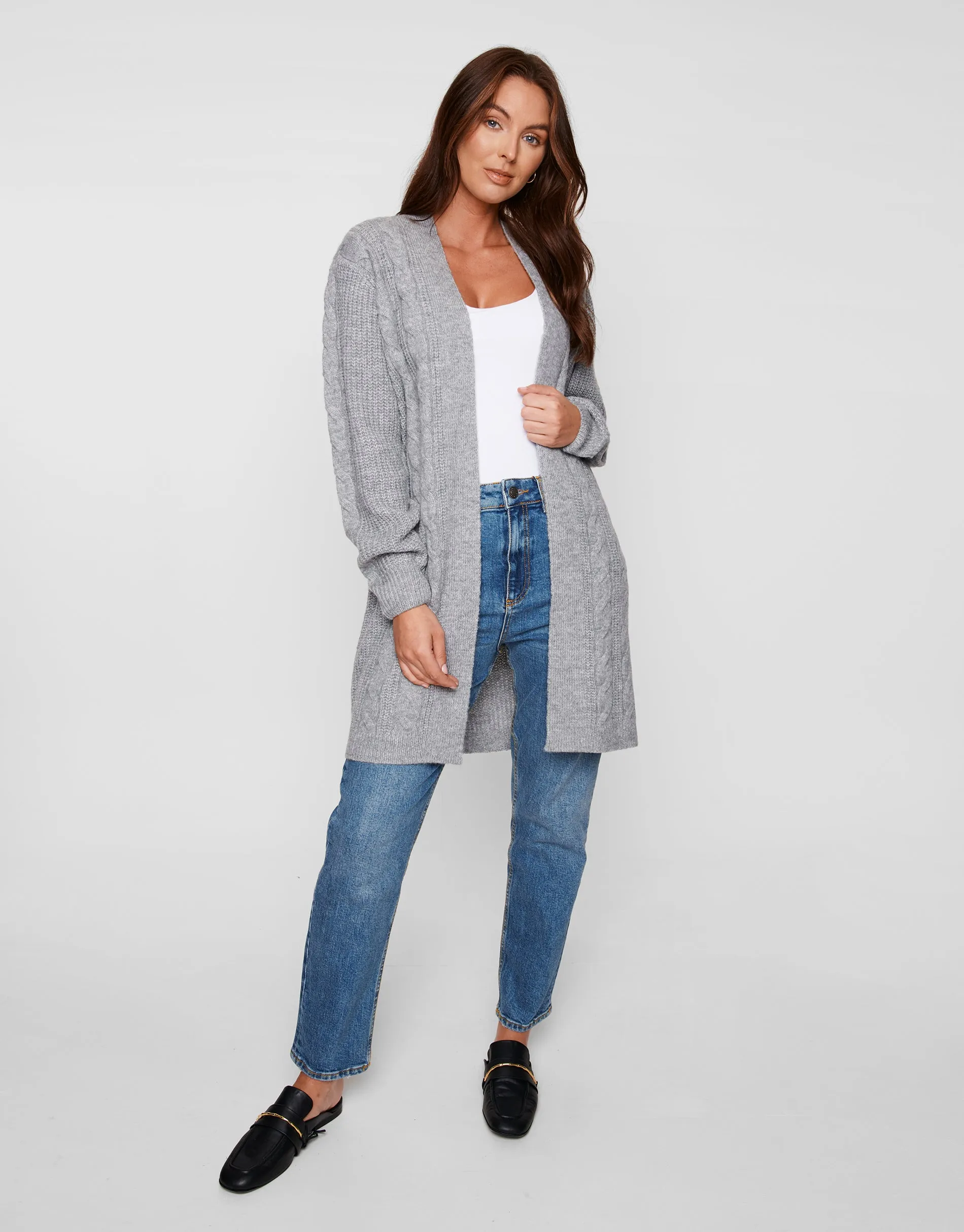 Grey Cable Knit Cardigan sold by Threadbare product image thumbnail 5