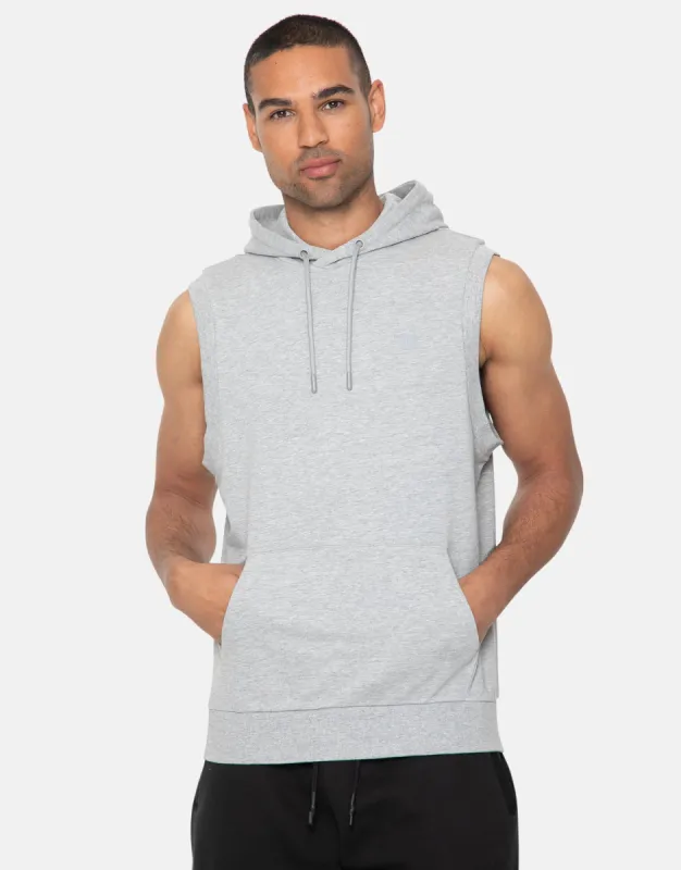 Men's Light Grey Sleeveless Pullover Gym Hoodie sold by Threadbare