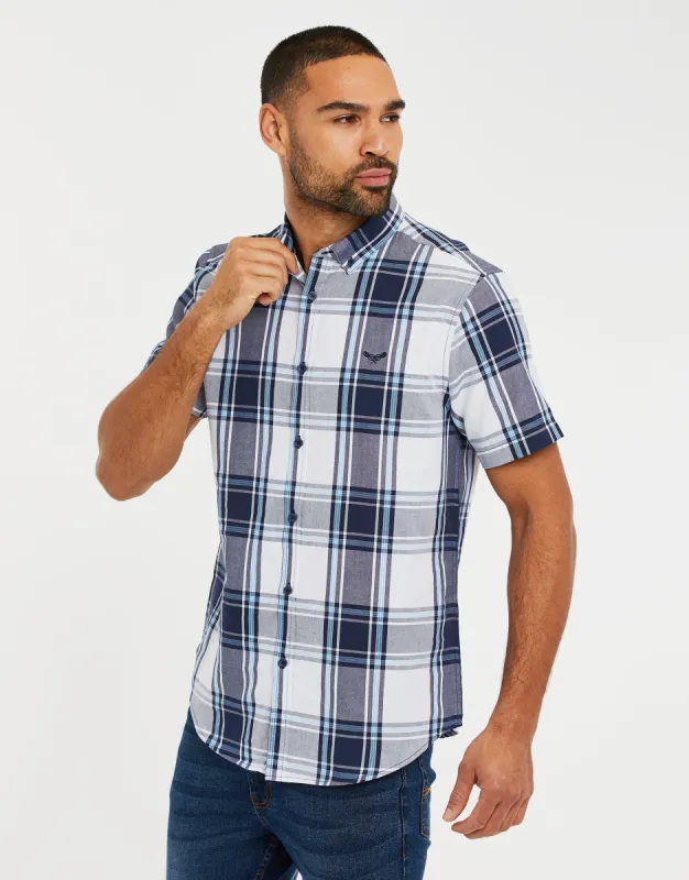 Men's Blue Check Short Sleeve Shirt sold by Threadbare