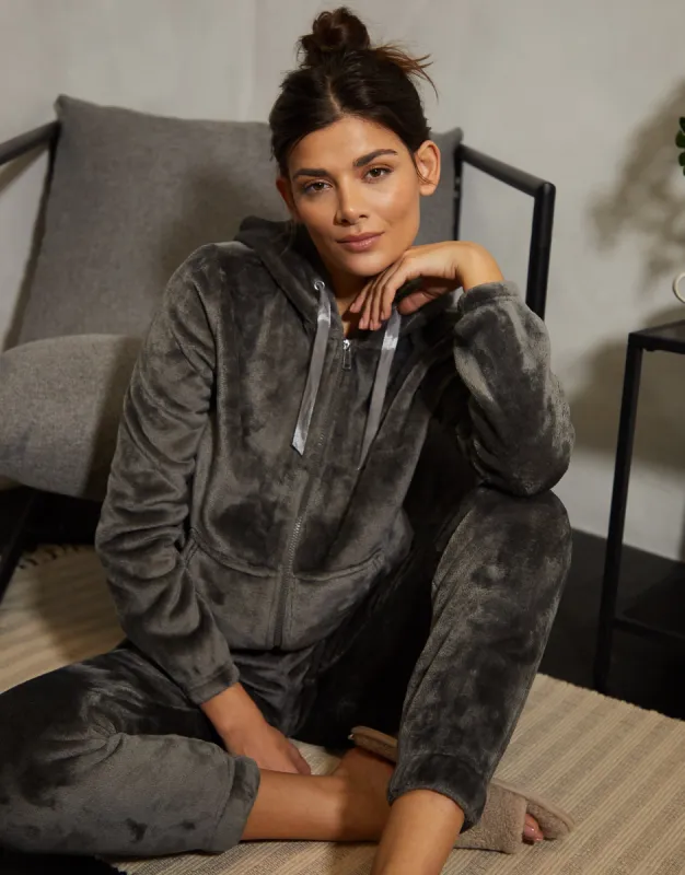 Women's Grey Soft Velour Loungewear Set (2-Piece Set) sold by Threadbare
