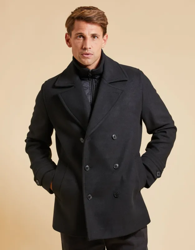 Threadbare Luxe Men's Black Mock Layer Tailored Coat sold by Threadbare