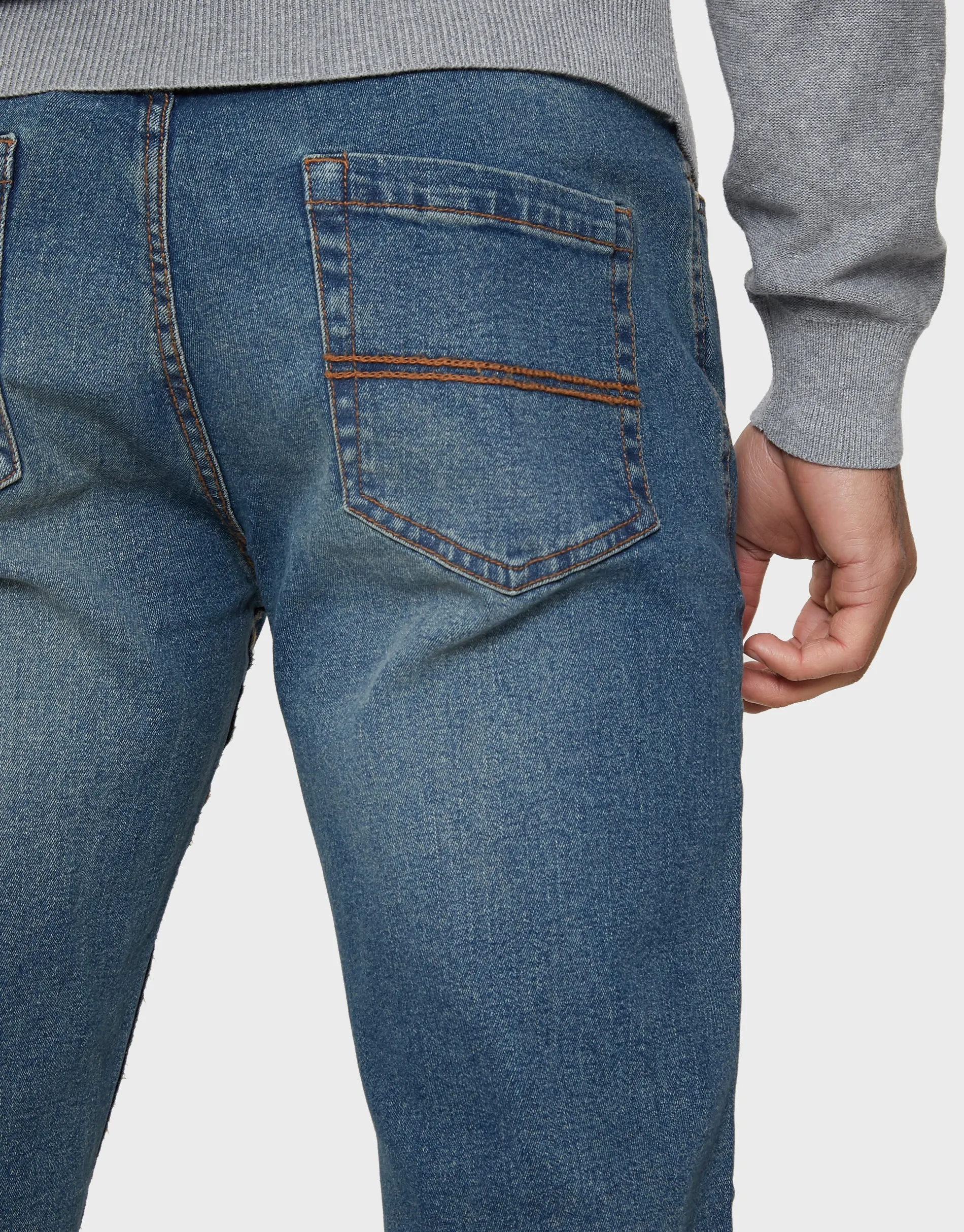 Men's Dirty Wash Blue Slim Fit Jeans sold by Threadbare product image thumbnail 4