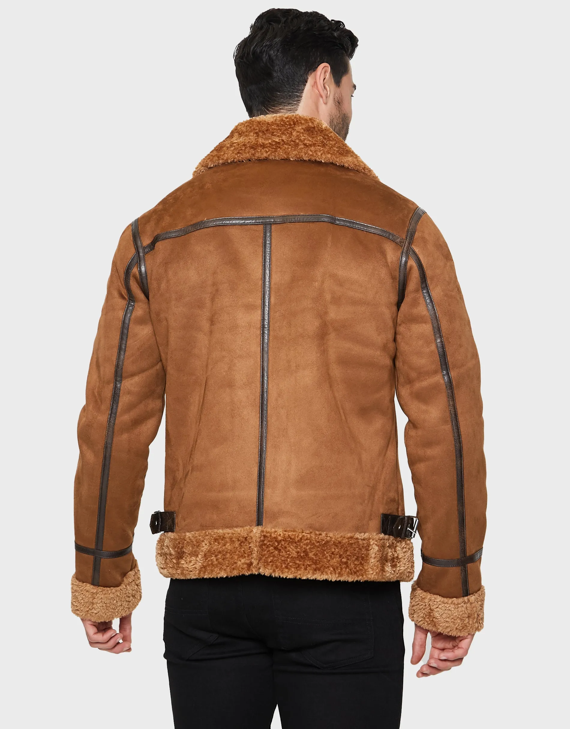Men's Camel Faux Suede Biker Jacket sold by Threadbare product image thumbnail 2
