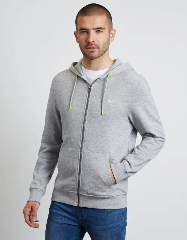 Men's Light Grey Zip-Through Hoodie sold by Threadbare