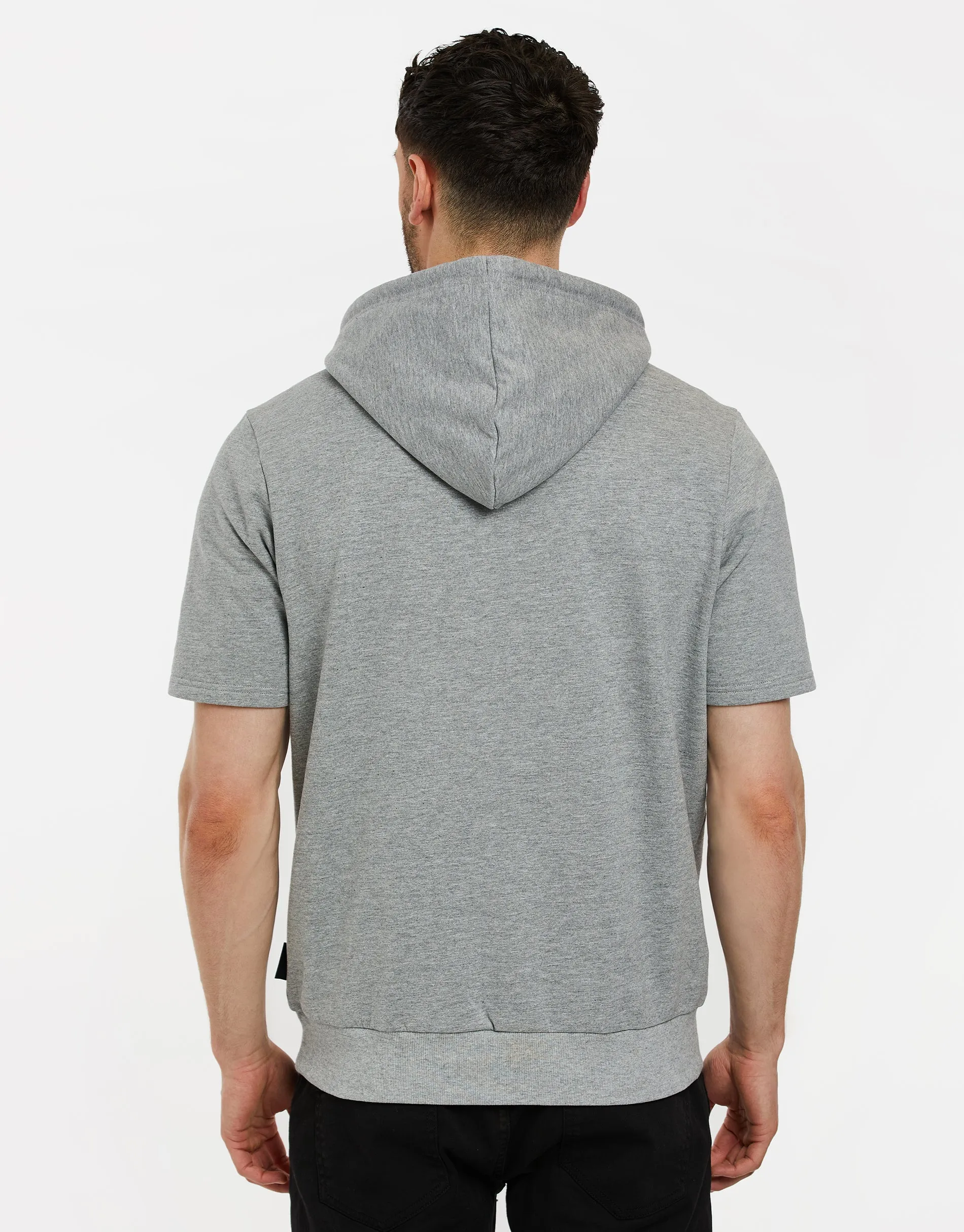 Men's Grey Marl Short Sleeve Pullover Hoodie sold by Threadbare product image thumbnail 2