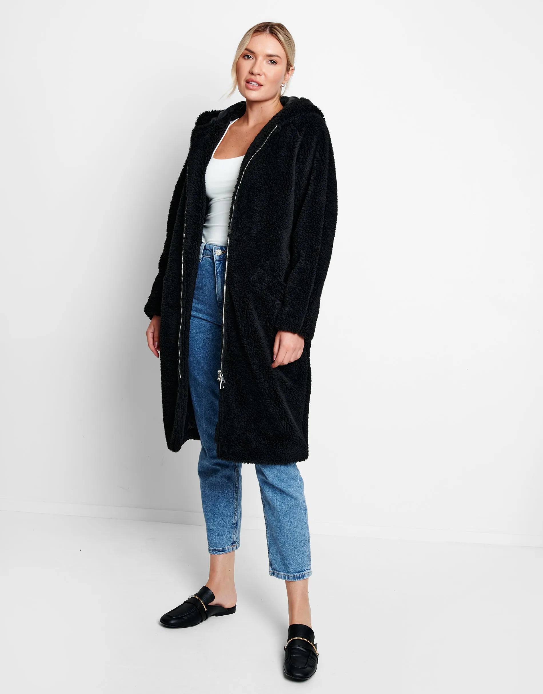 Women's Black Faux Borg Jacket sold by Threadbare product image thumbnail 2