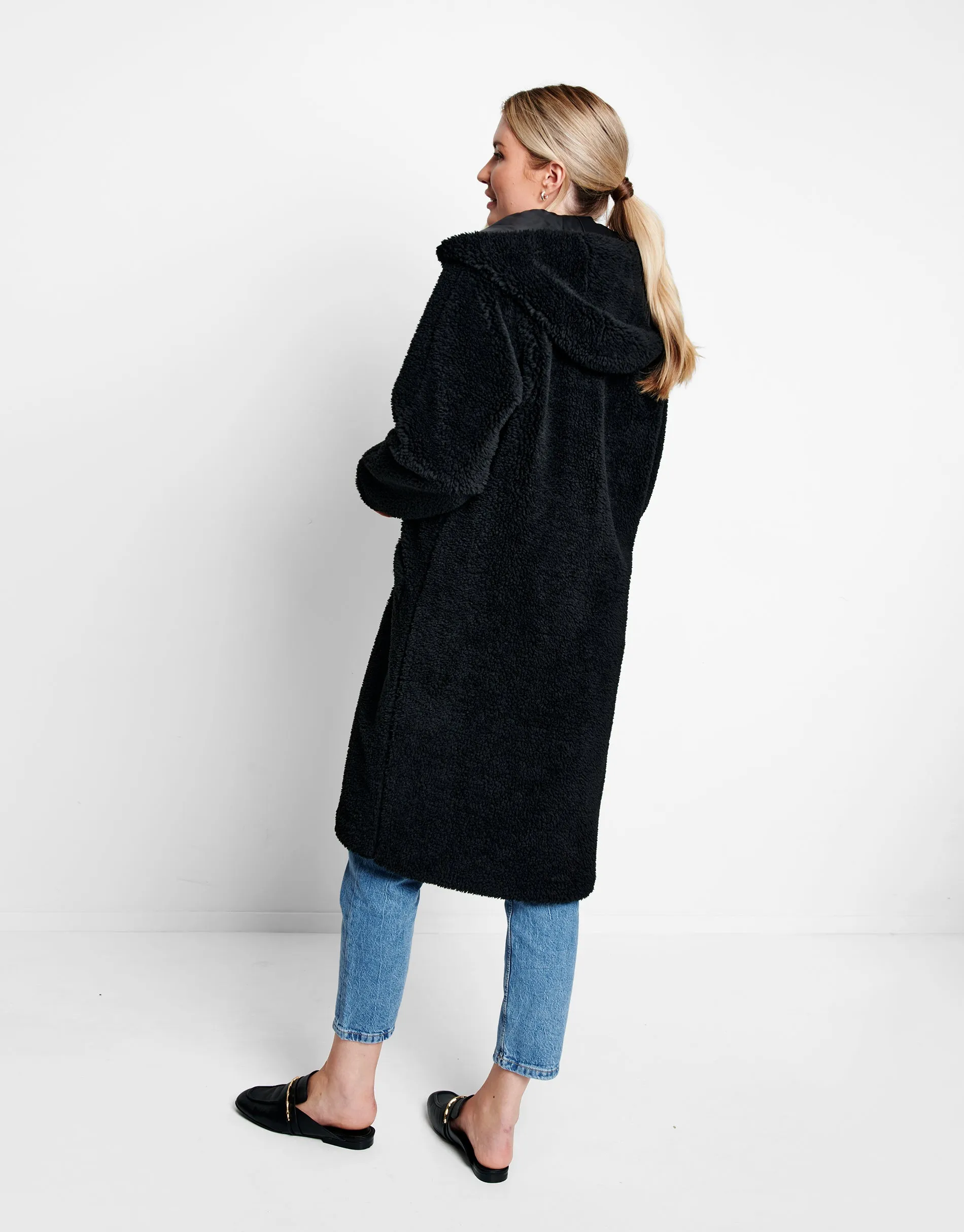 Women's Black Faux Borg Jacket sold by Threadbare product image thumbnail 3