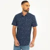 Men's Navy Floral Print Short Sleeve Shirt sold by Threadbare