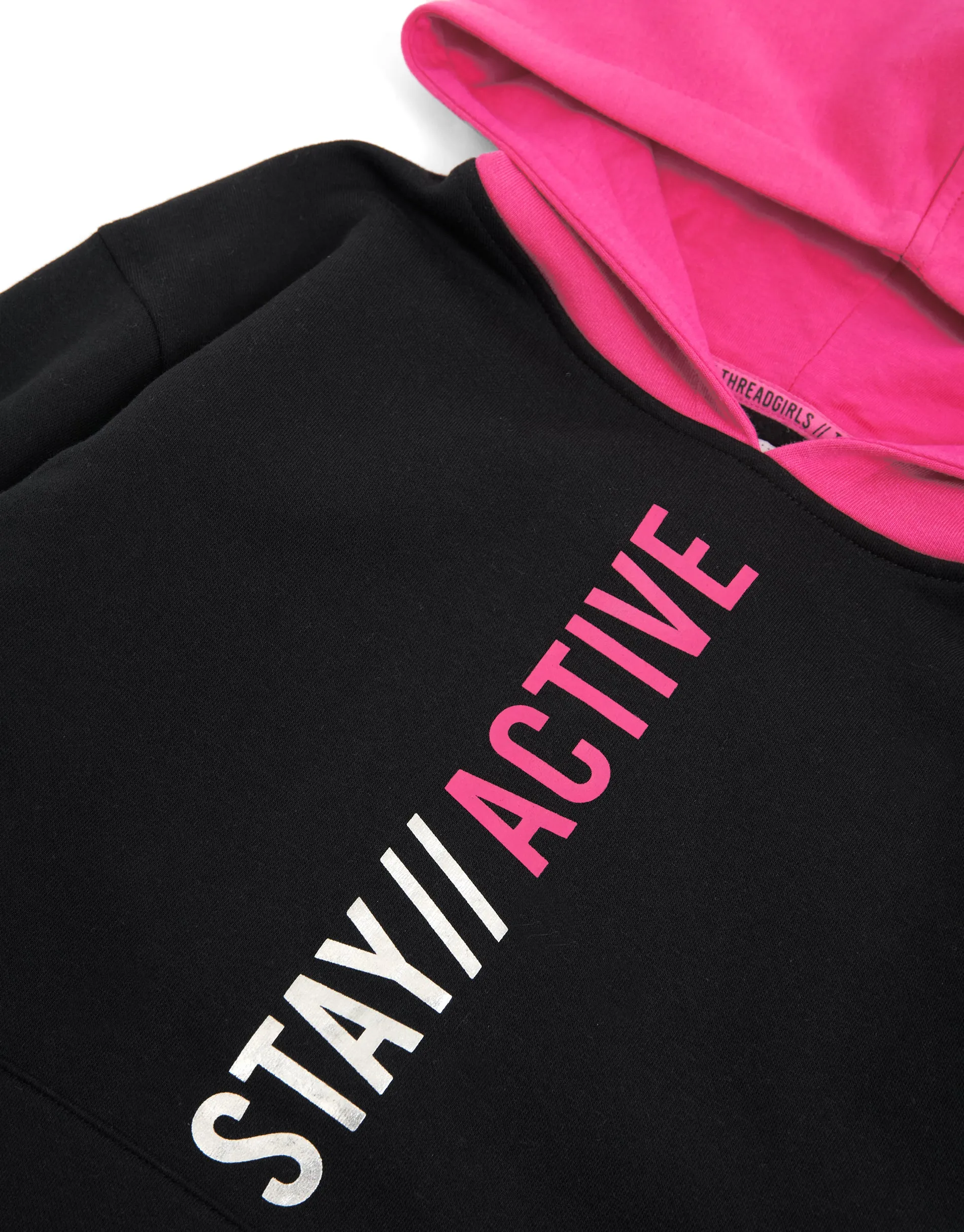 Girls' Black Contrast Hoodie Dress sold by Threadbare product image thumbnail 4