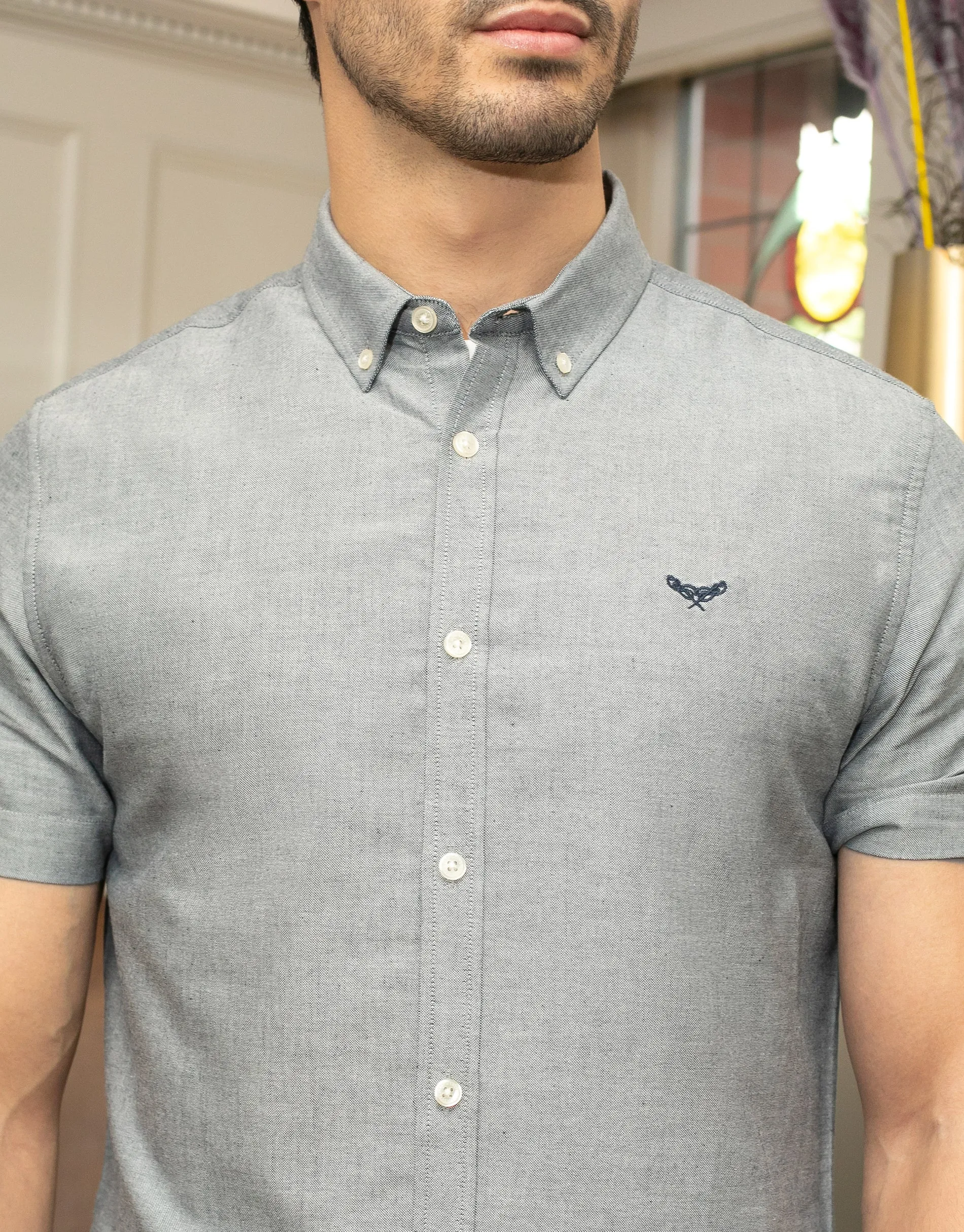 Men's Denim Blue Short Sleeve Shirt sold by Threadbare product image thumbnail 4