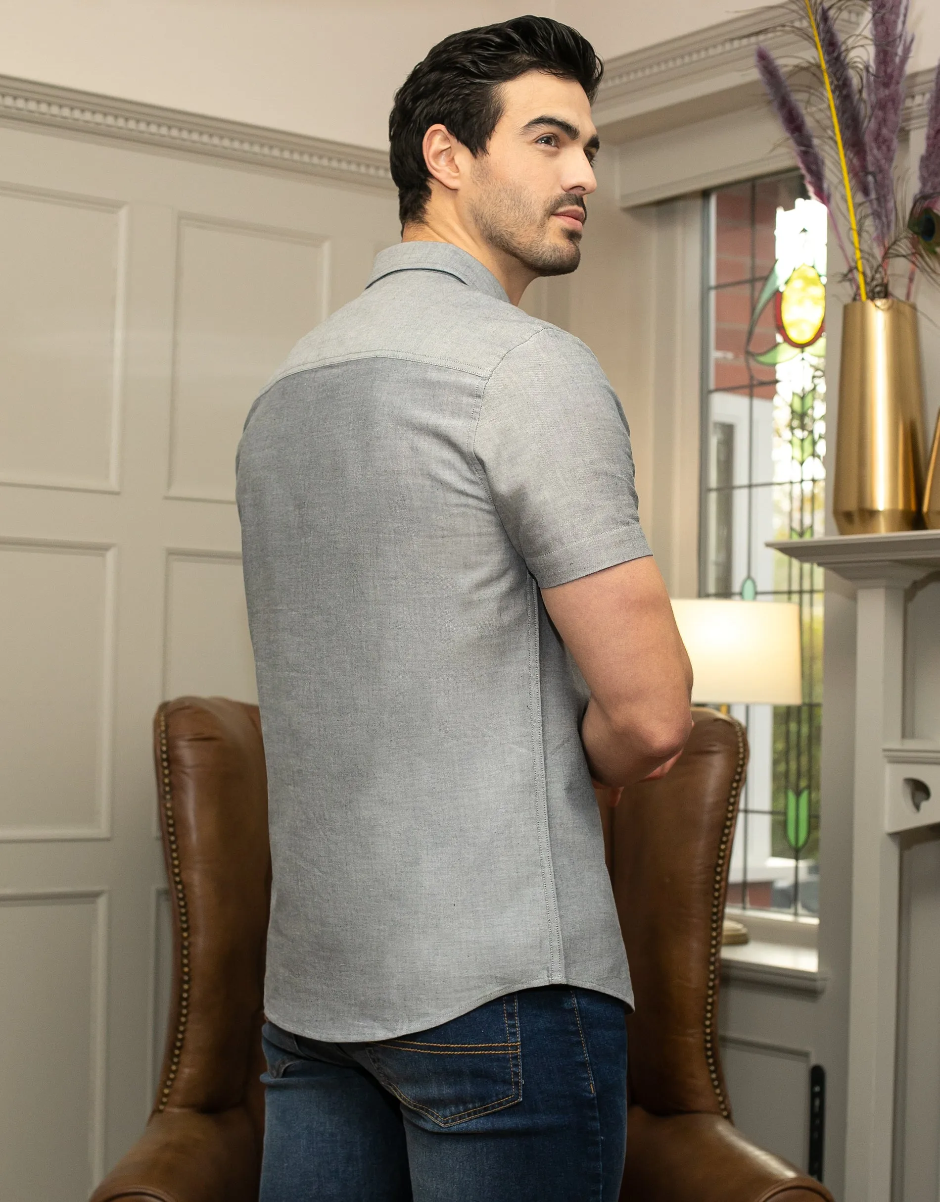 Men's Denim Blue Short Sleeve Shirt sold by Threadbare product image thumbnail 2