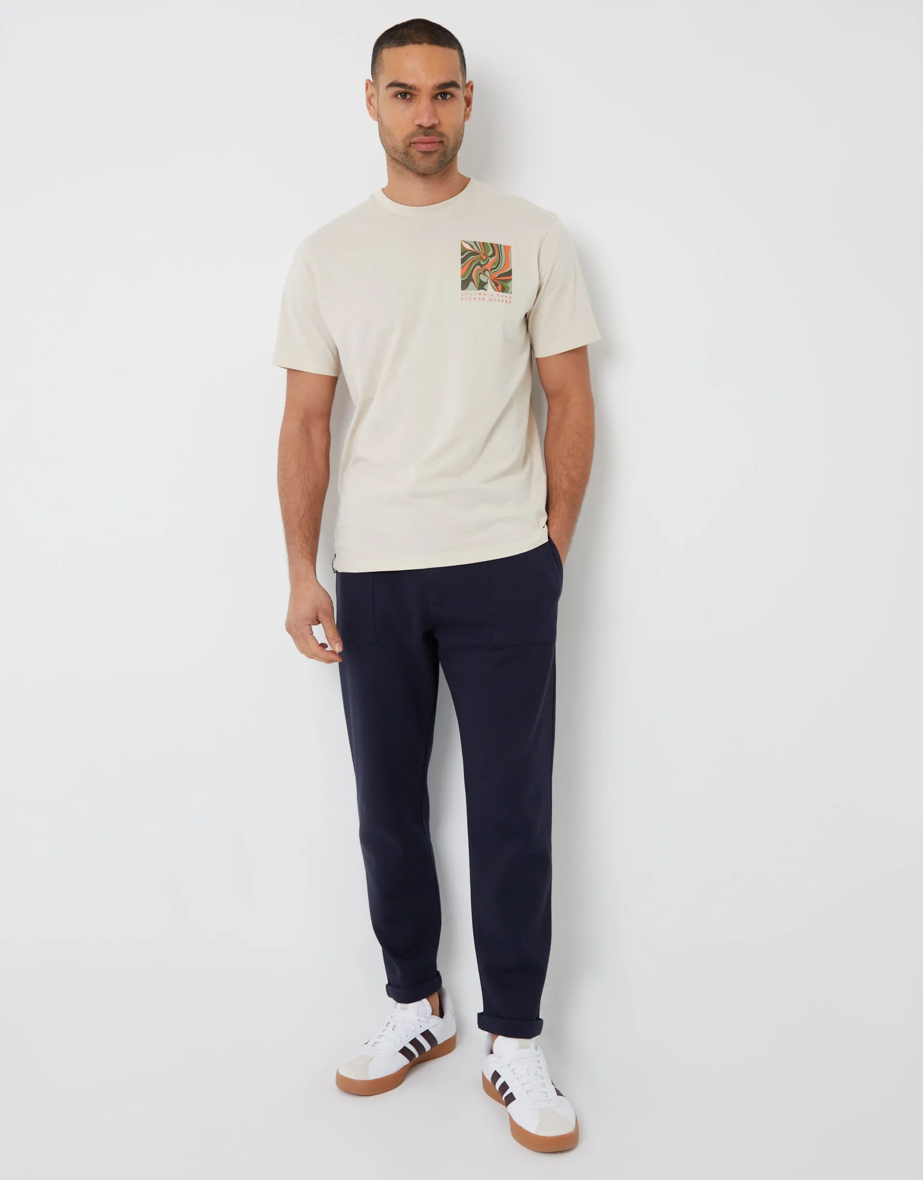 Men's Navy Pique Cuffed Seam Detail Joggers sold by Threadbare product image thumbnail 3