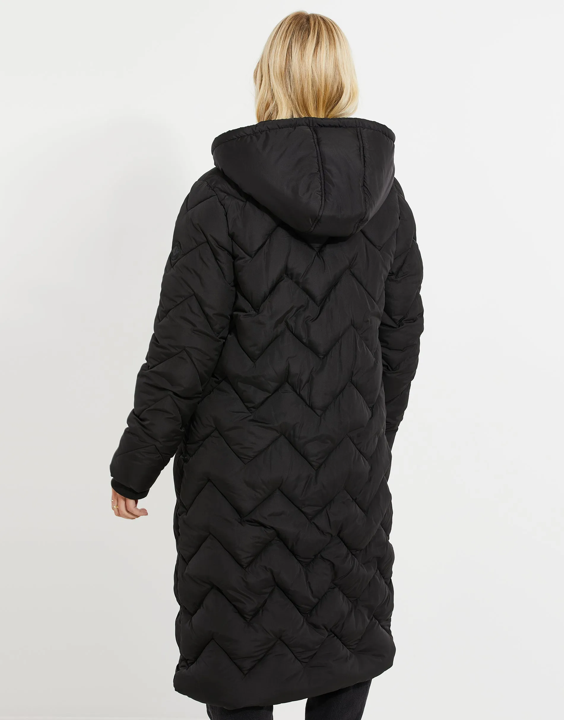 Women's Black Longline Puffer Jacket sold by Threadbare product image thumbnail 5